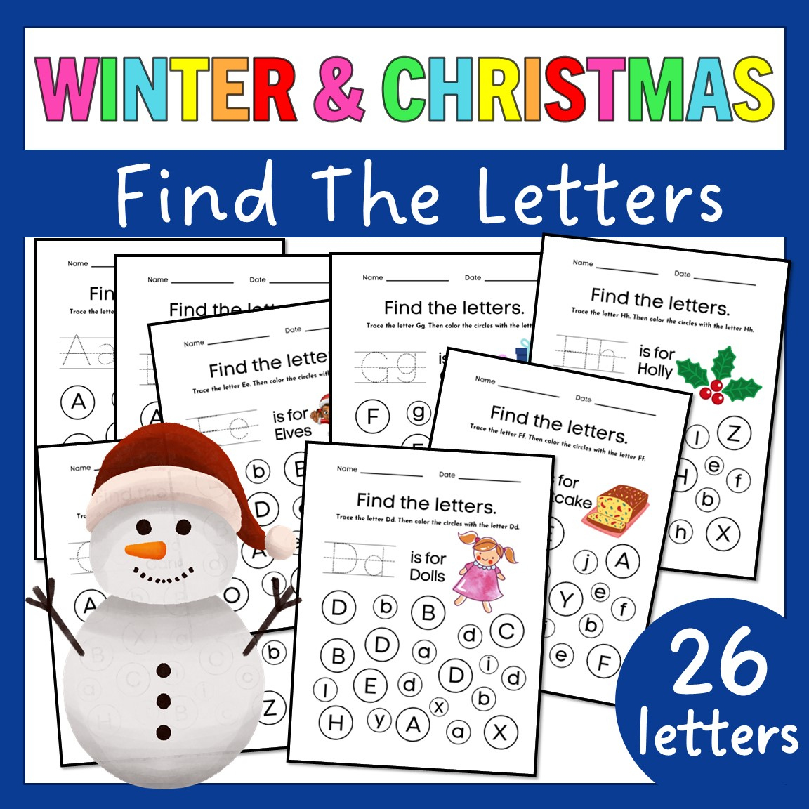 Find The Letter | Christmas &amp;amp; Winter Alphabet Recognition with Christmas Letter Recognition Worksheets