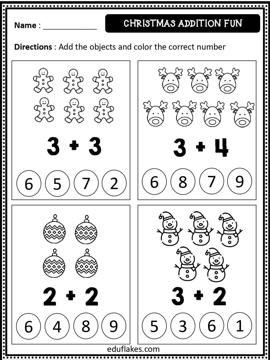 Free Christmas Math Worksheets For Kindergarten - Eduflakes throughout Easy Christmas Math Worksheets