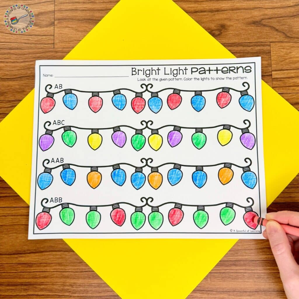 Free Christmas Pattern Activities For Kindergarten - A Spoonful Of inside Christmas Pattern Worksheets Kindergarten
