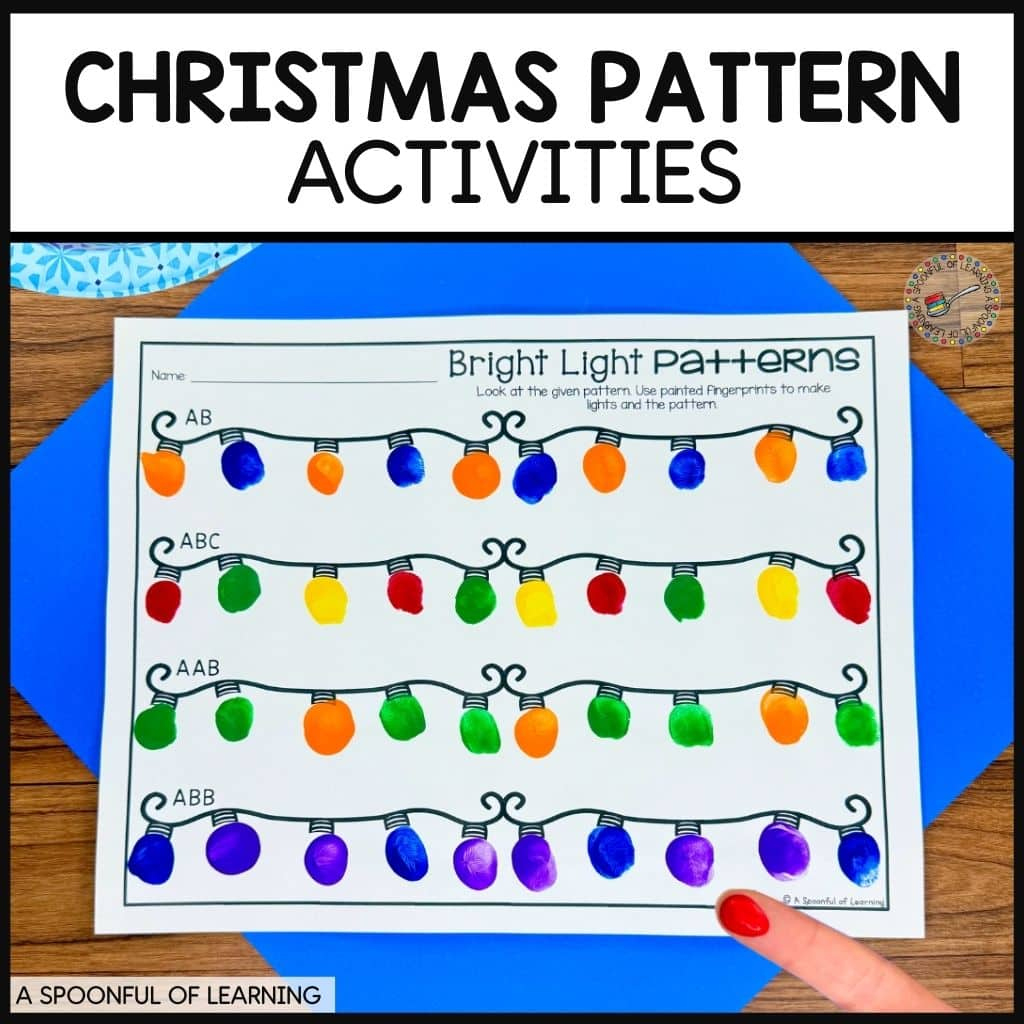 Free Christmas Pattern Activities For Kindergarten - A Spoonful Of intended for Christmas Pattern Worksheets For Kindergarten