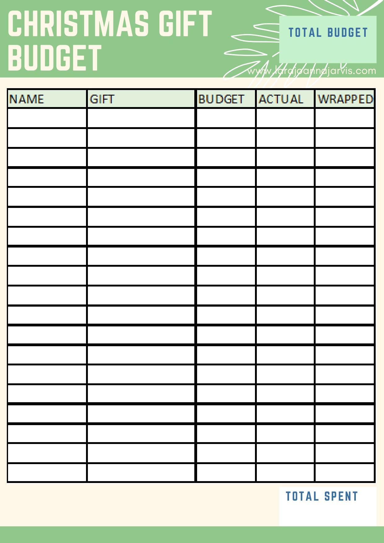 Free Christmas Planning Sheets inside Christmas Gift Budget Worksheets