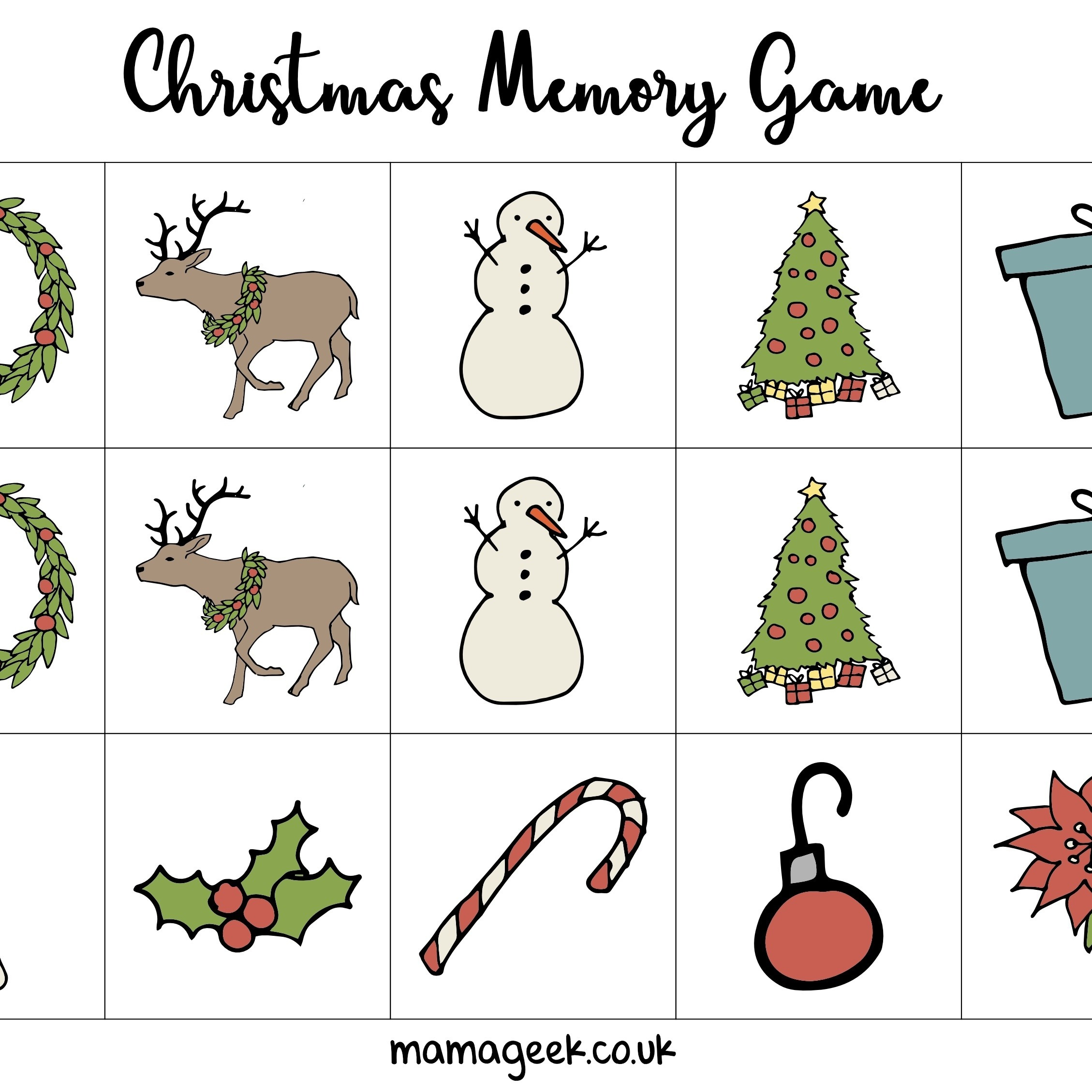 Free Christmas Printables – Memory Game | Mama Geek throughout A Christmas Memory Worksheets
