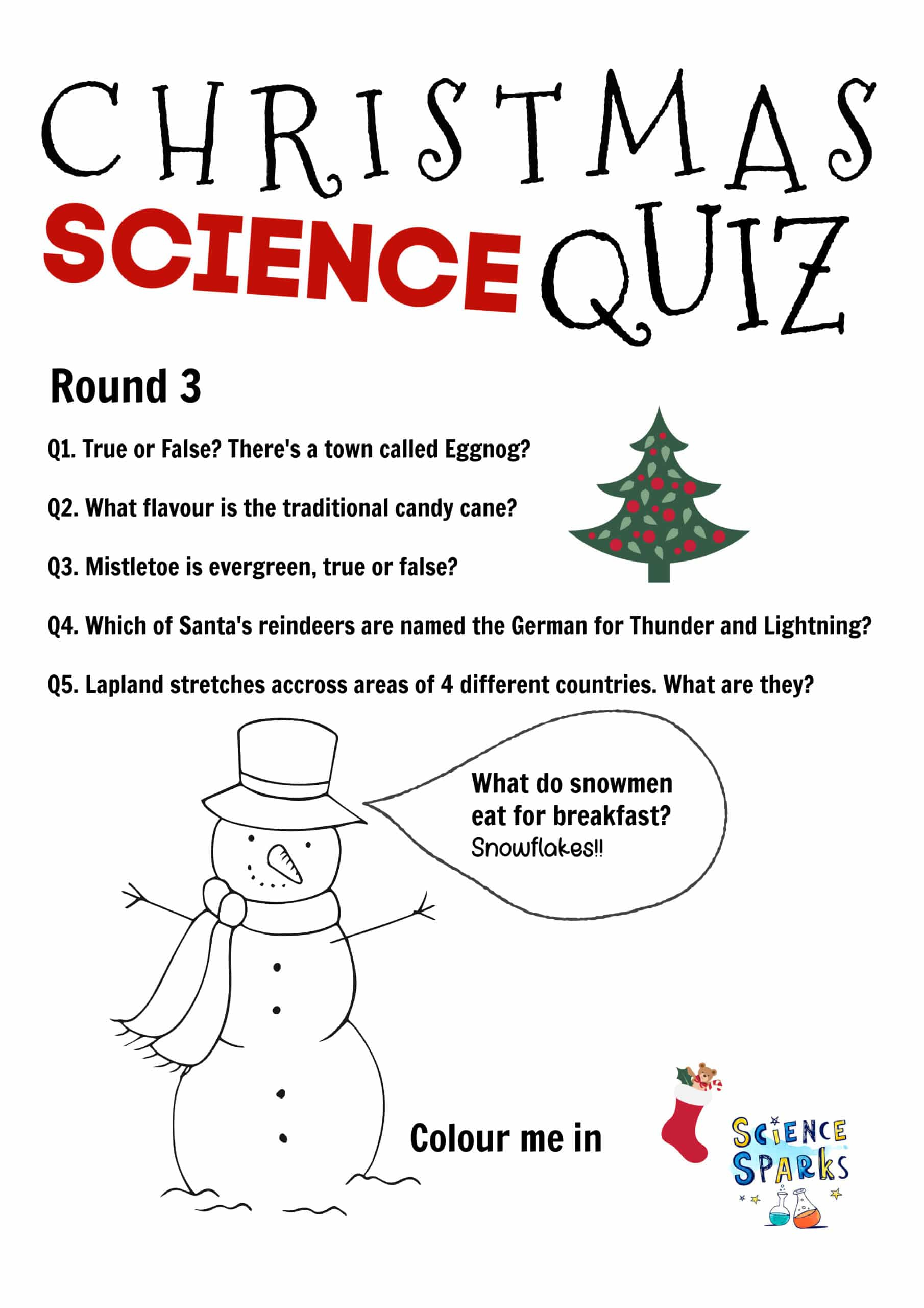 Free Christmas Science Quiz within Free Christmas Science Worksheets