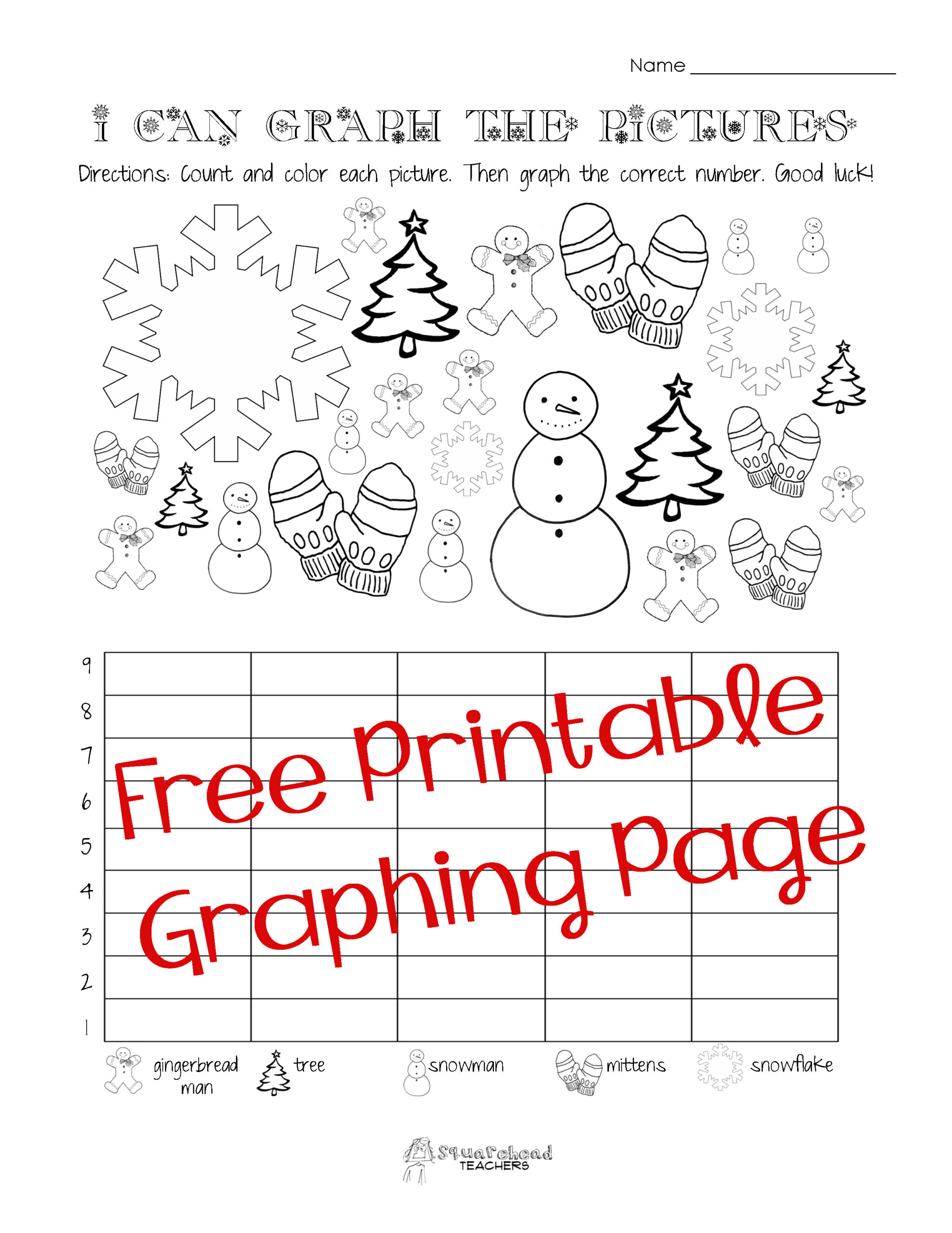 Free Christmas/Winter Graphing Worksheet (Kindergarten, First throughout Free Printable Christmas Graphing Worksheets