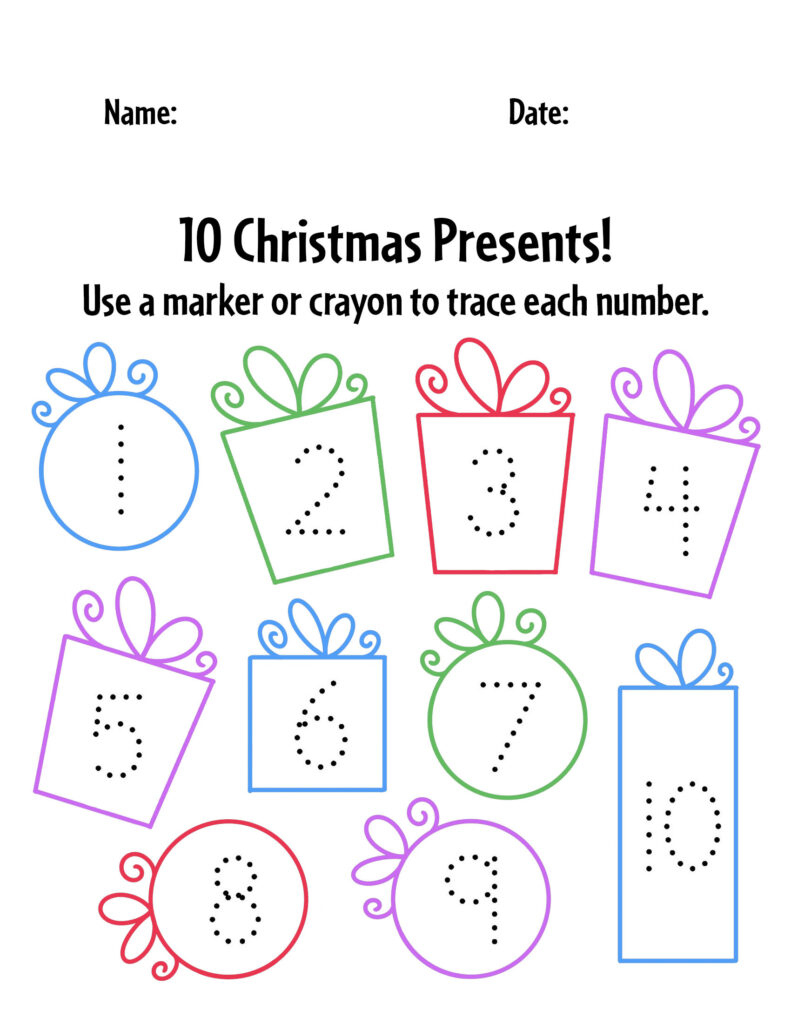 Free Christmas Worksheets For Preschool! ⋆ The Hollydog Blog pertaining to Christmas Number Tracing Worksheets