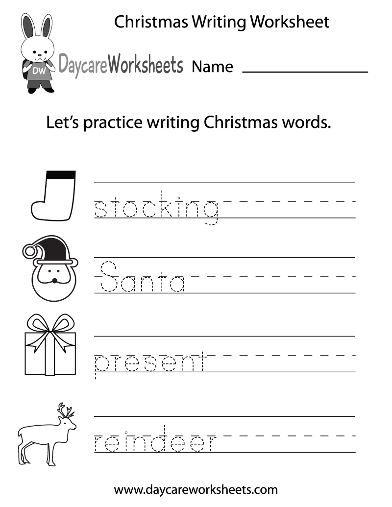 Free Preschool Christmas Writing Worksheet with Christmas Writing Worksheets Printable