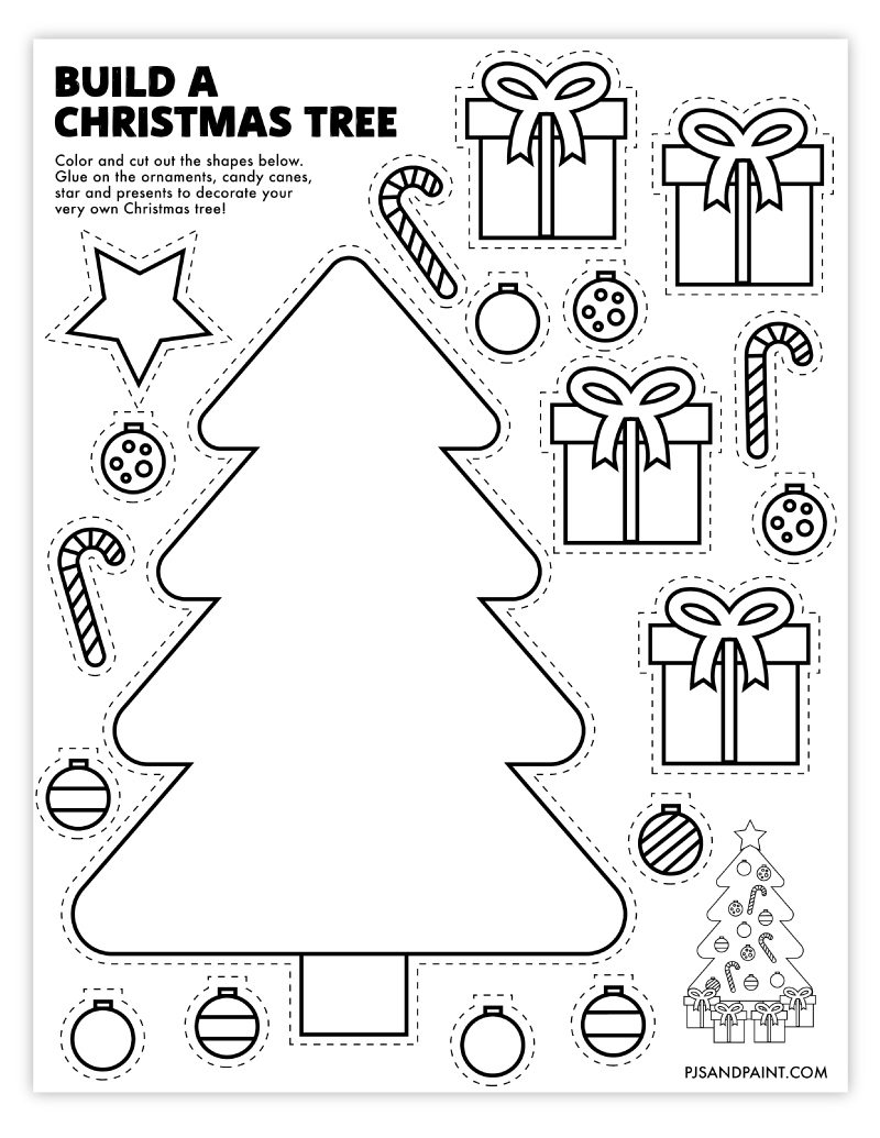 Free Printable Build A Christmas Tree Craft - Pjs And Paint with Christmas Tree Worksheets Printable