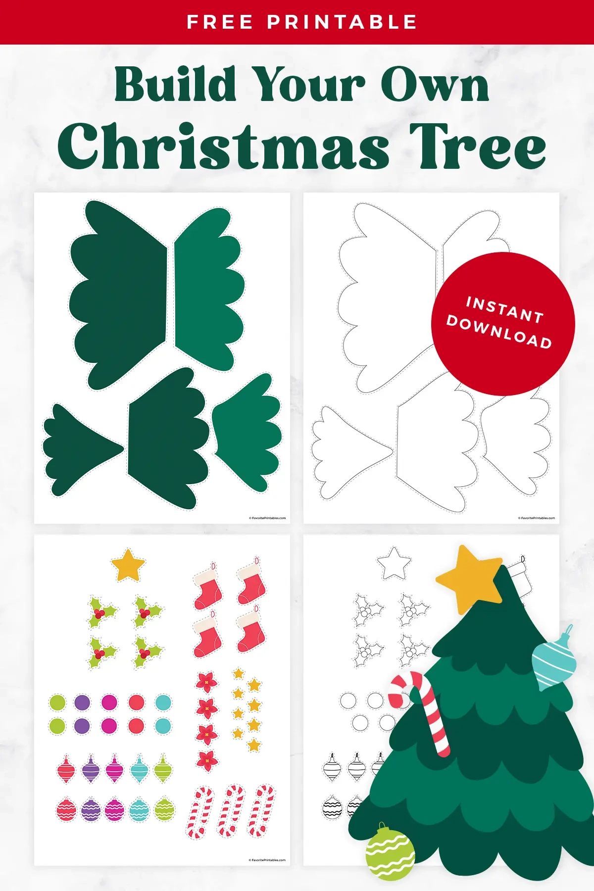 Free Printable Build A Christmas Tree Cutout - Favorite Printables for Build a Christmas Tree Worksheets