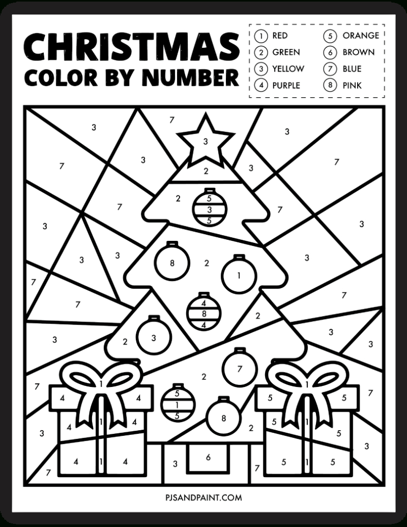 Free Printable Christmas Colornumber Worksheet - Pjs And Paint inside Free Color by Number Christmas Worksheets