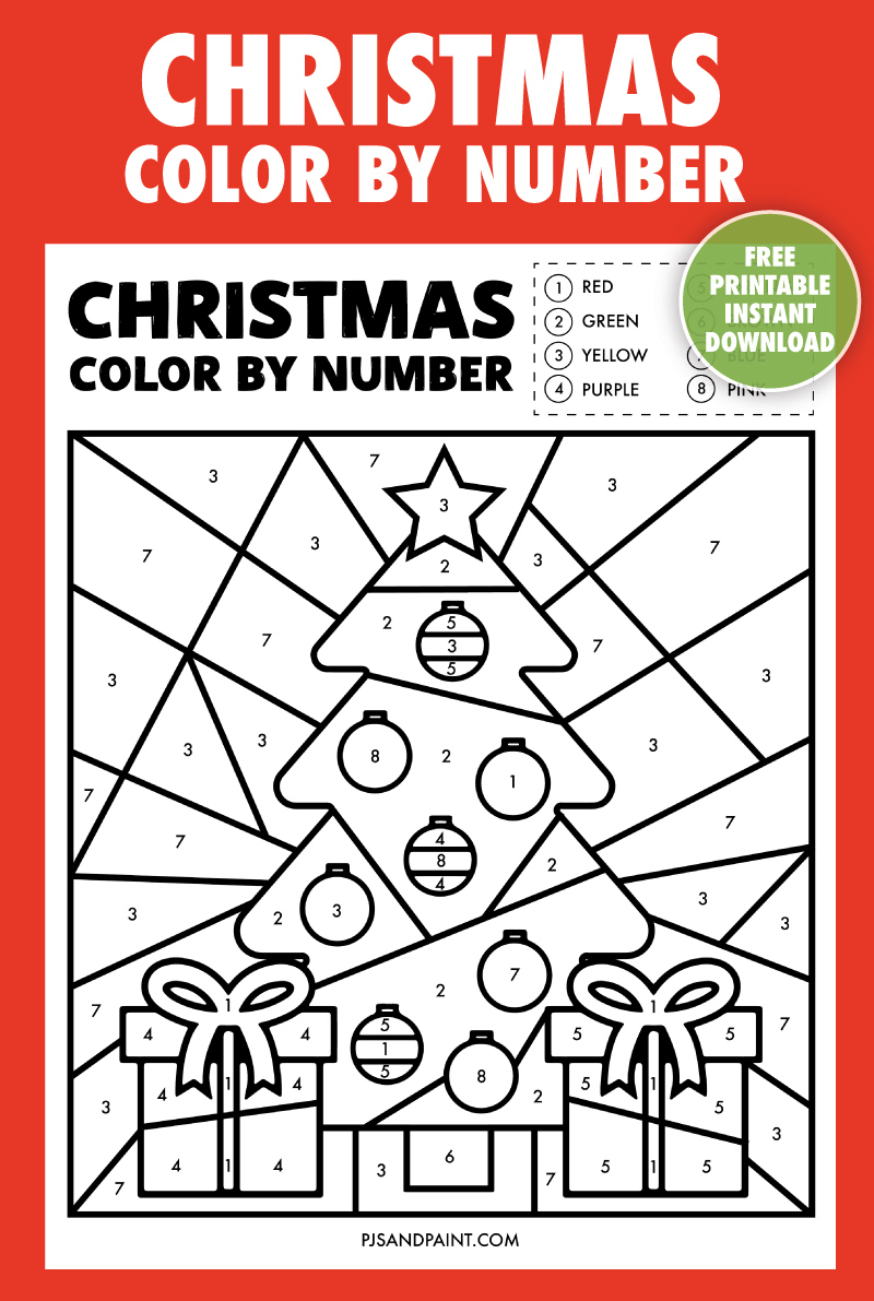 Free Printable Christmas Colornumber Worksheet - Pjs And Paint regarding Christmas In July Worksheets