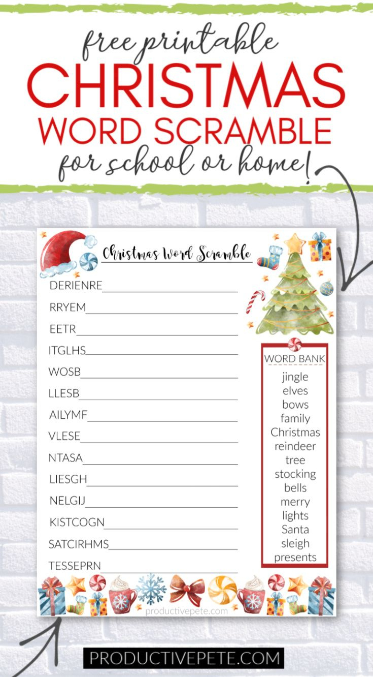 Free Printable Christmas Word Scramble Worksheet For Kids pertaining to Unscramble Christmas Words Worksheets