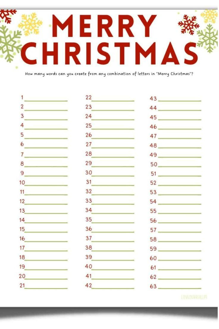 Free Printable: How Many Words Can You Make From Merry Christmas in How Many Words Can You Make Out Of Christmas Worksheets