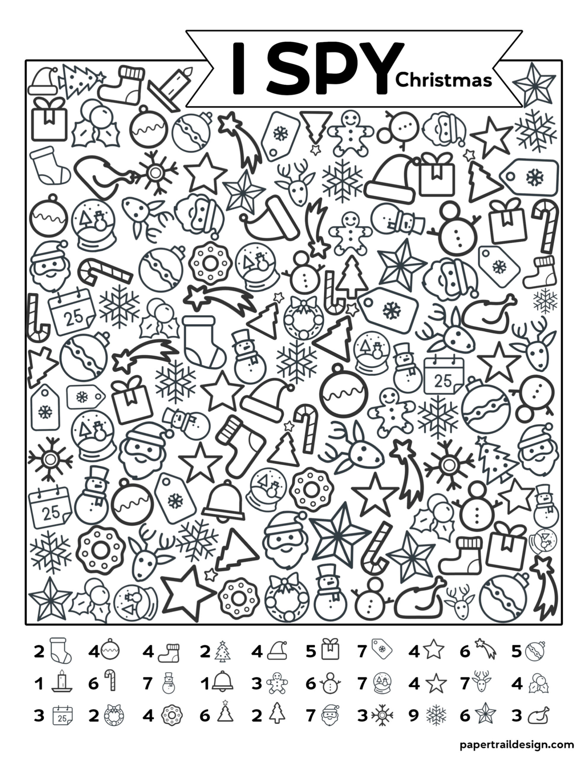 Free Printable I Spy Christmas Activity - Paper Trail Design regarding I Spy Christmas Worksheets