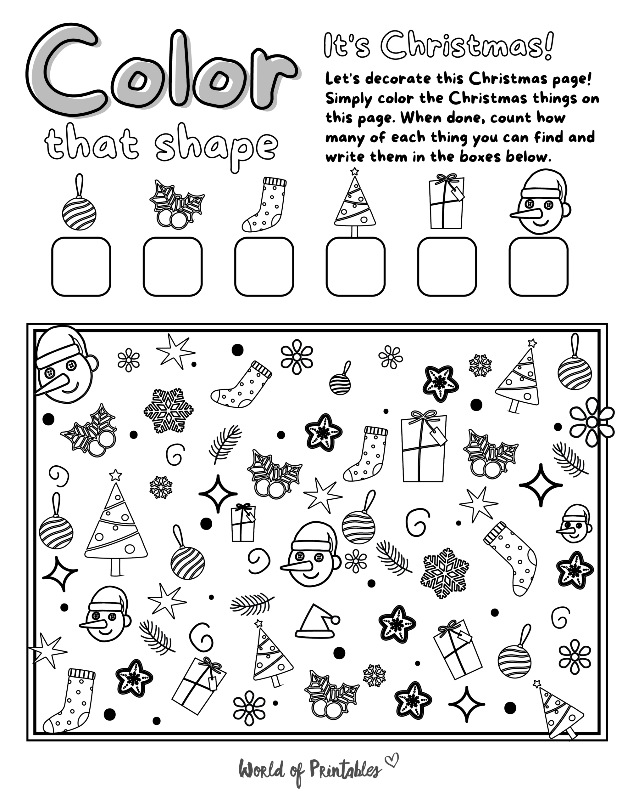Free Printable I Spy Christmas Coloring Page Game - World Of inside I Spy Worksheets Christmas