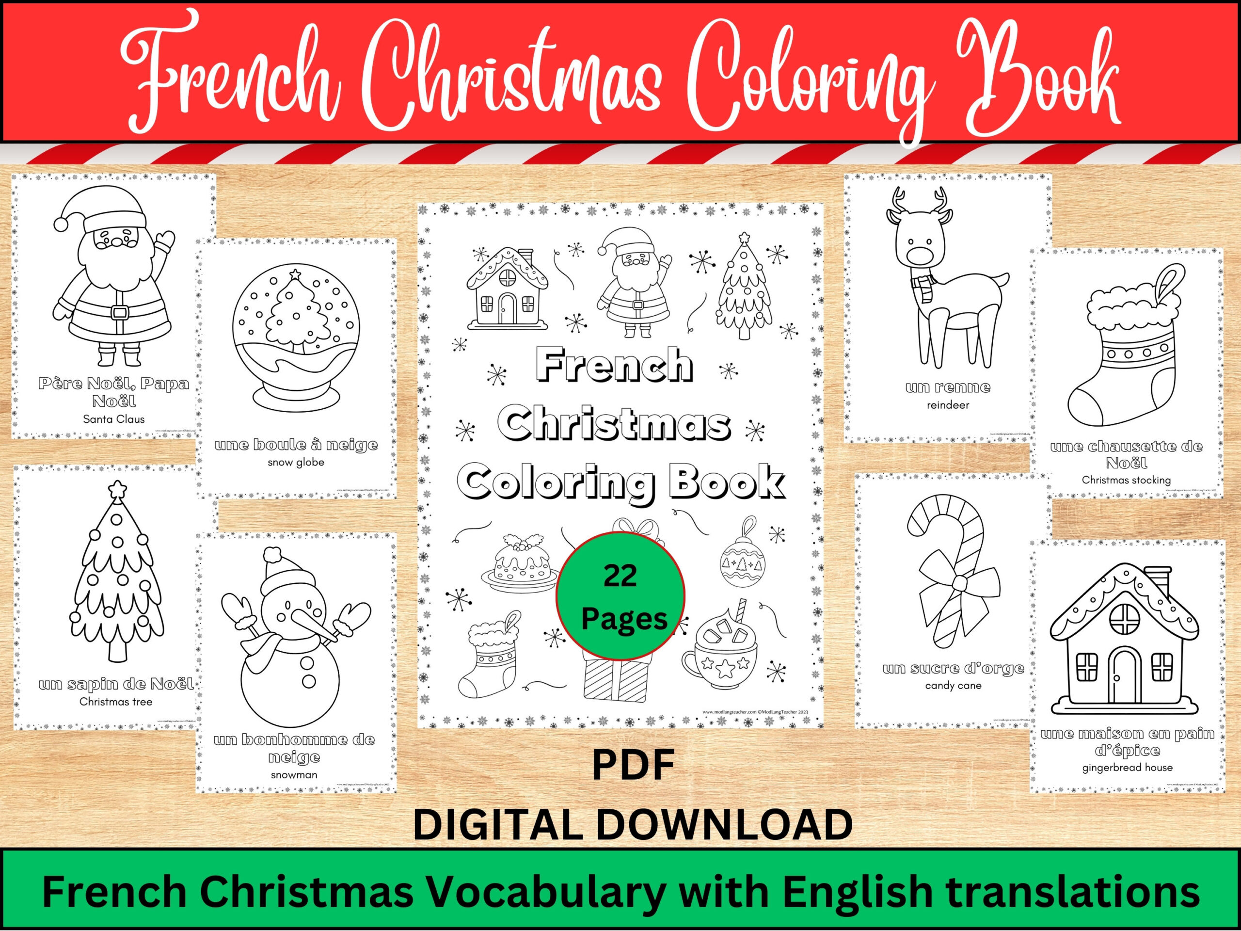 French And English Christmas Coloring Book, Bilingual Christmas with French Christmas Colouring Worksheets