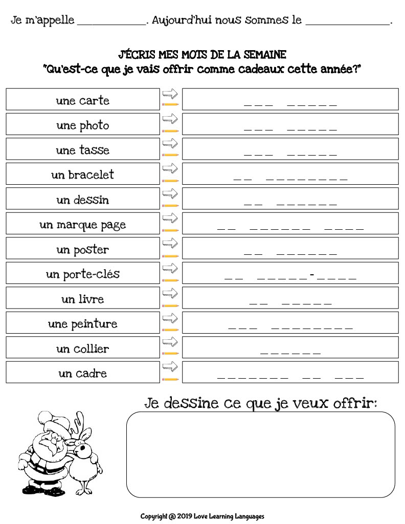 French: Christmas Vocabulary - Activities And Worksheets inside French Christmas Vocabulary Worksheets