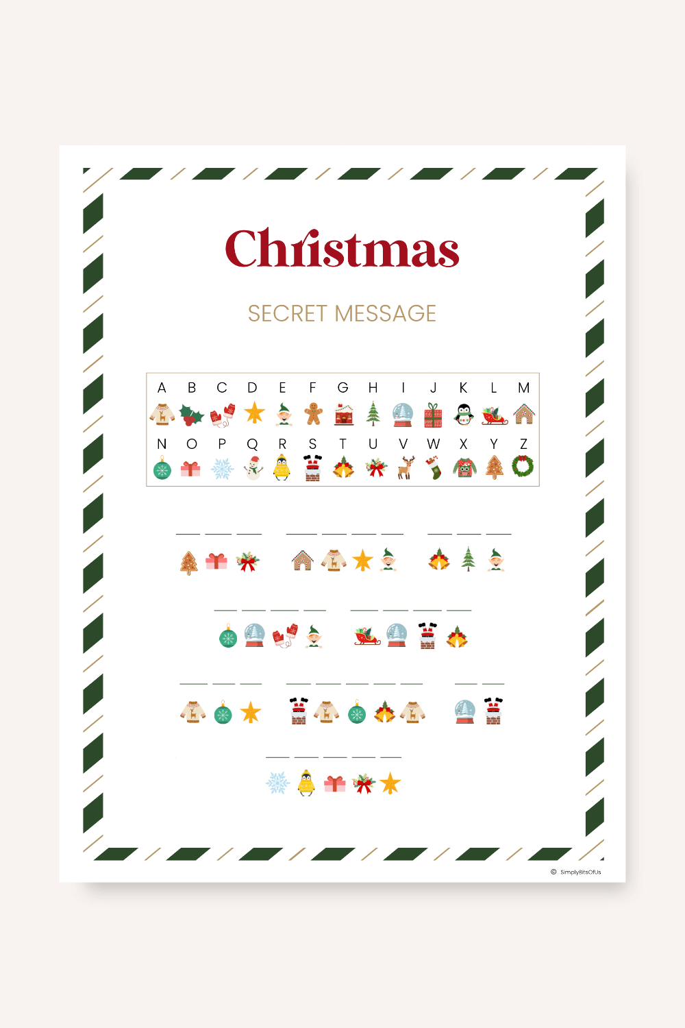 Fun Christmas Secret Message Printable For Kids - Simply Bits Of Us pertaining to Christmas Secret Message Worksheets