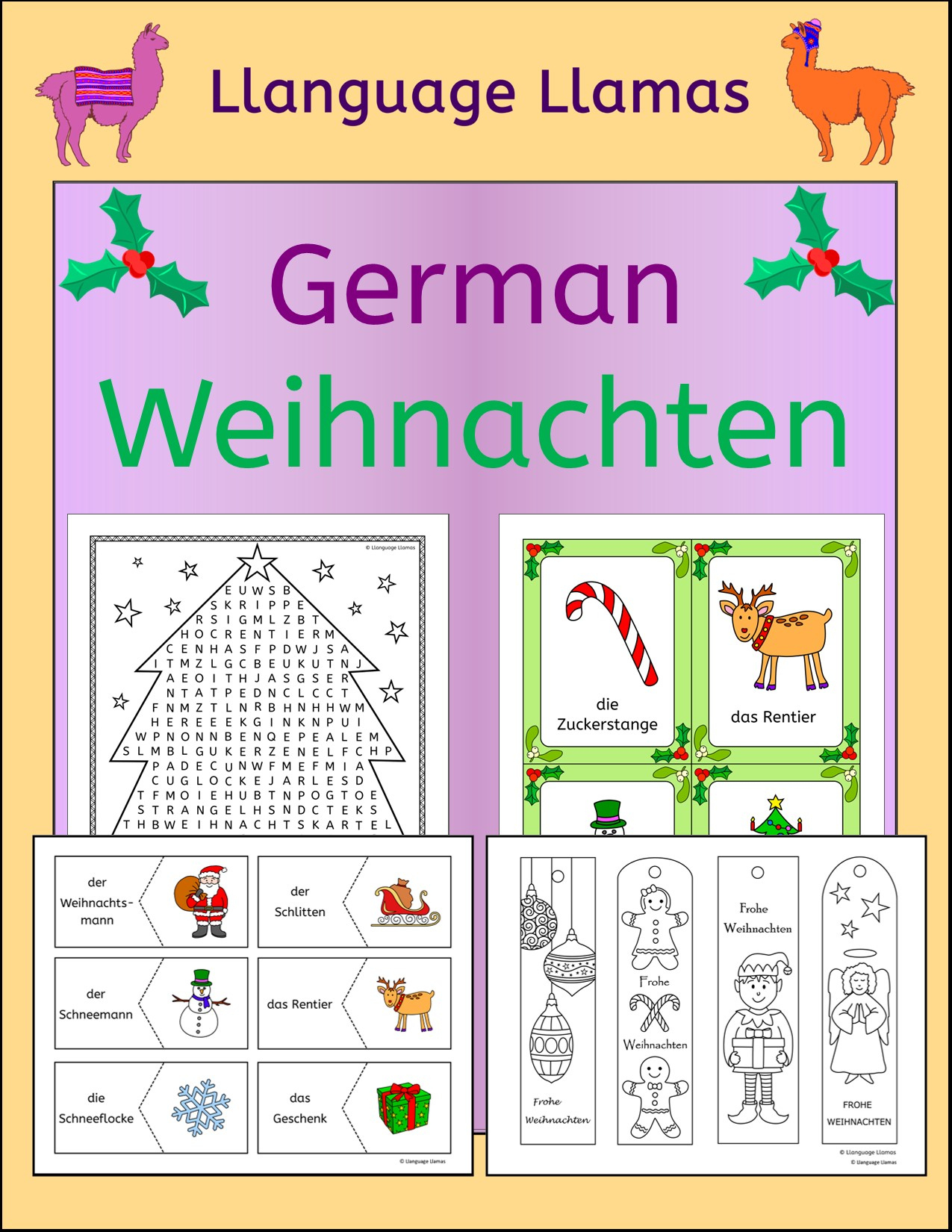 German Christmas Weihnachten Vocabulary Activities, Puzzles, Games with German Christmas Vocabulary Worksheets