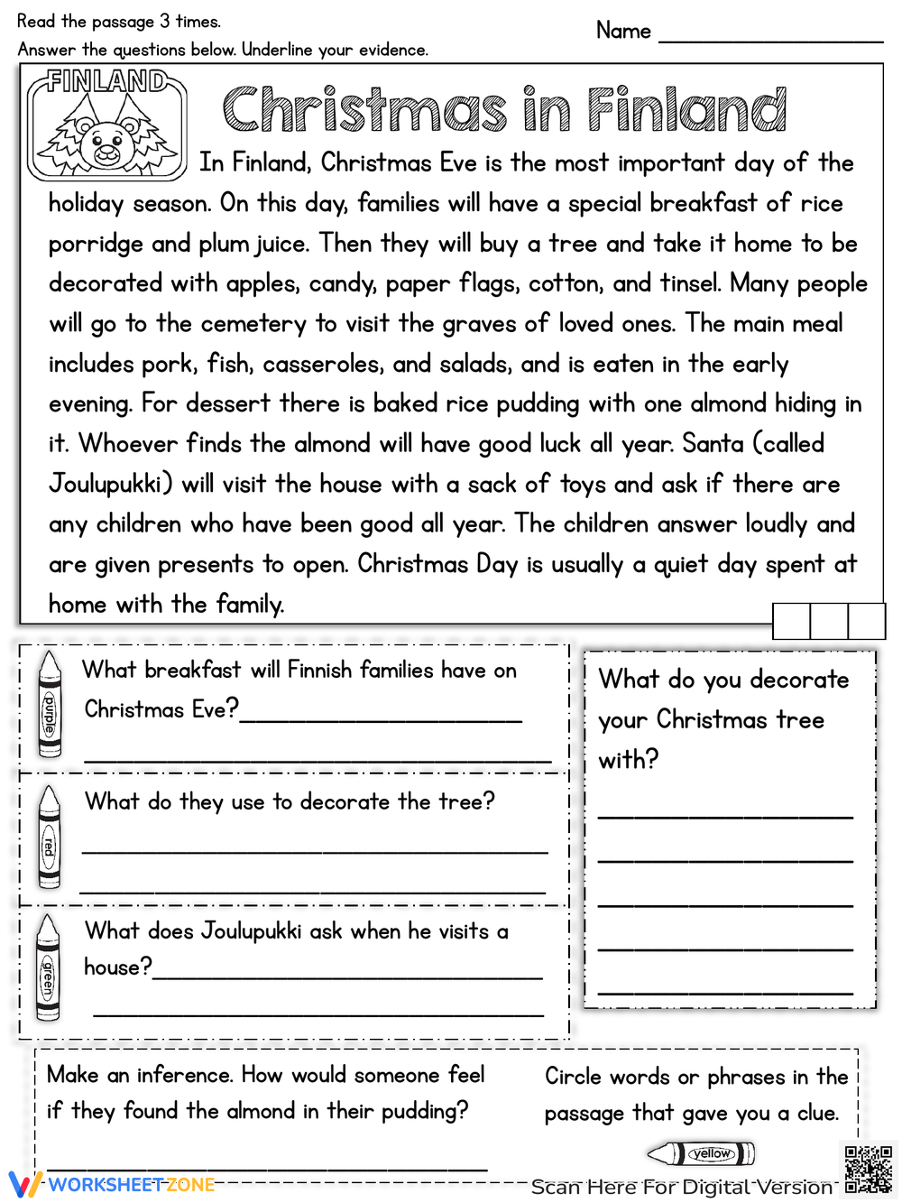 Grade 3 Christmas Comprehension Worksheets Fill In The Blanks throughout Free Christmas Reading Comprehension Worksheets For 3rd Grade