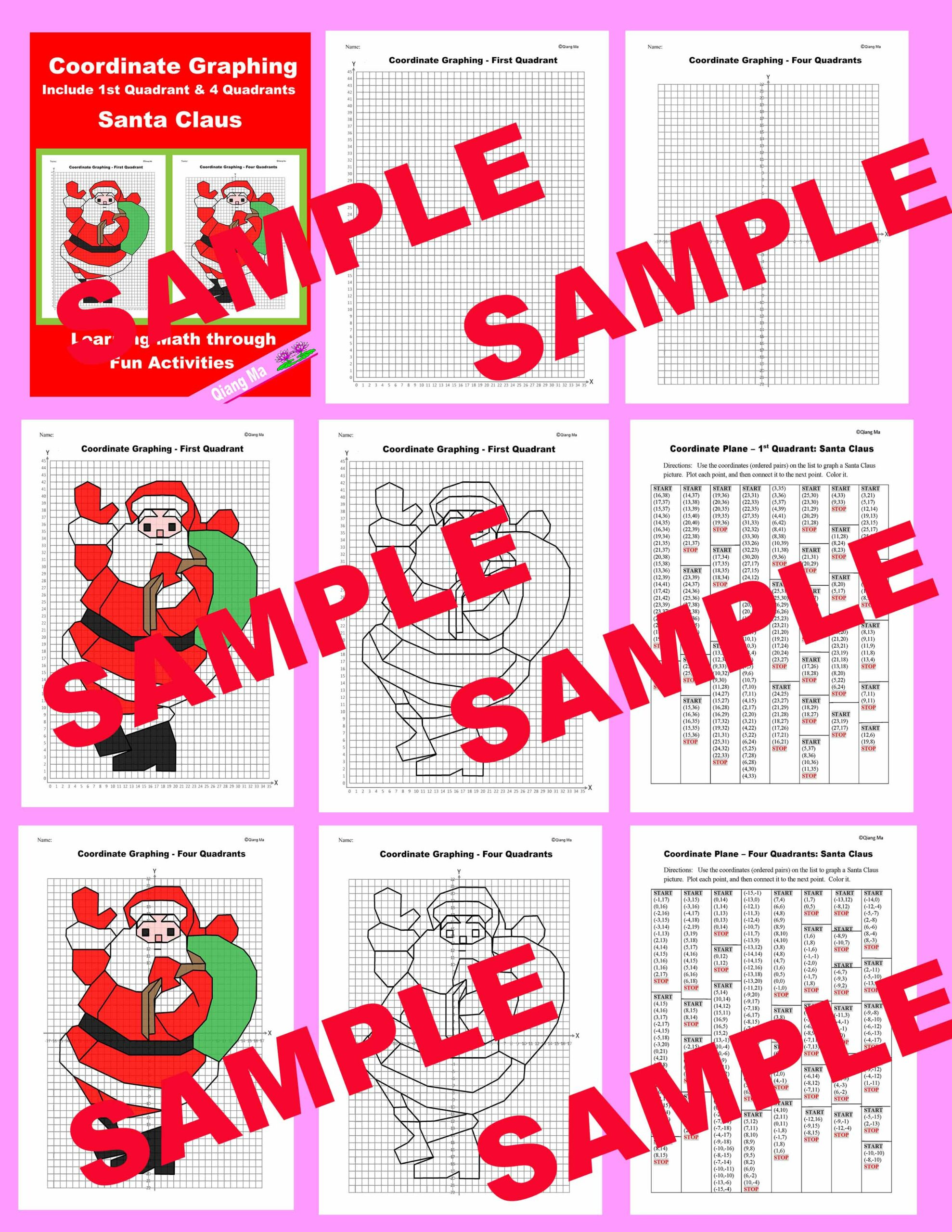 Graphing Christmas Coordinates Math Art Activity - Our Family Code with Father Christmas Graphing Worksheets