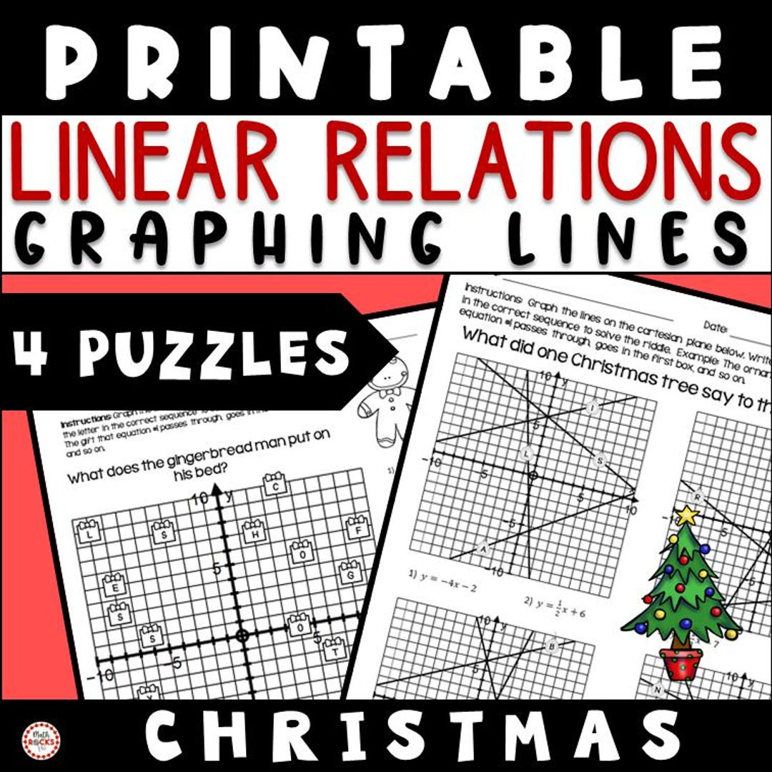 Graphing Linear Equations Christmas Math Puzzle Activity Worksheet throughout Solving Linear Systems By Graphing Christmas Worksheets Answers