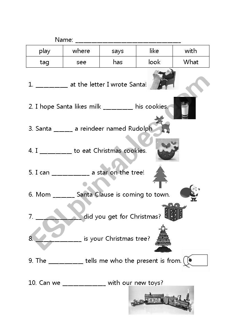 Helper Word Christmas Fill-In-The-Blank - Esl Worksheetsecily with Christmas Fill in the Blank Worksheets