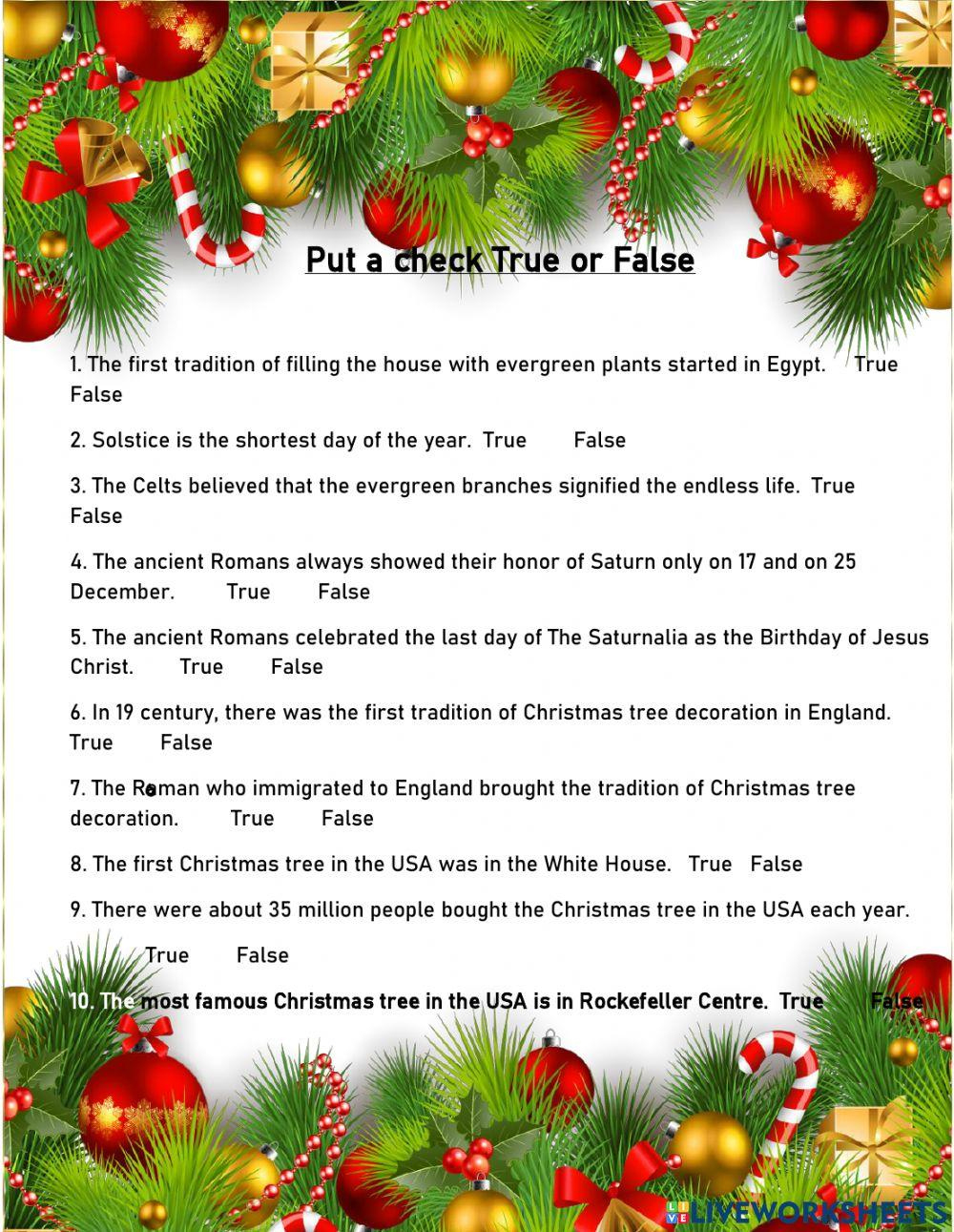 History Of Christmas Tree Worksheet Online Exercise For | Live for History Of The Christmas Tree Worksheets