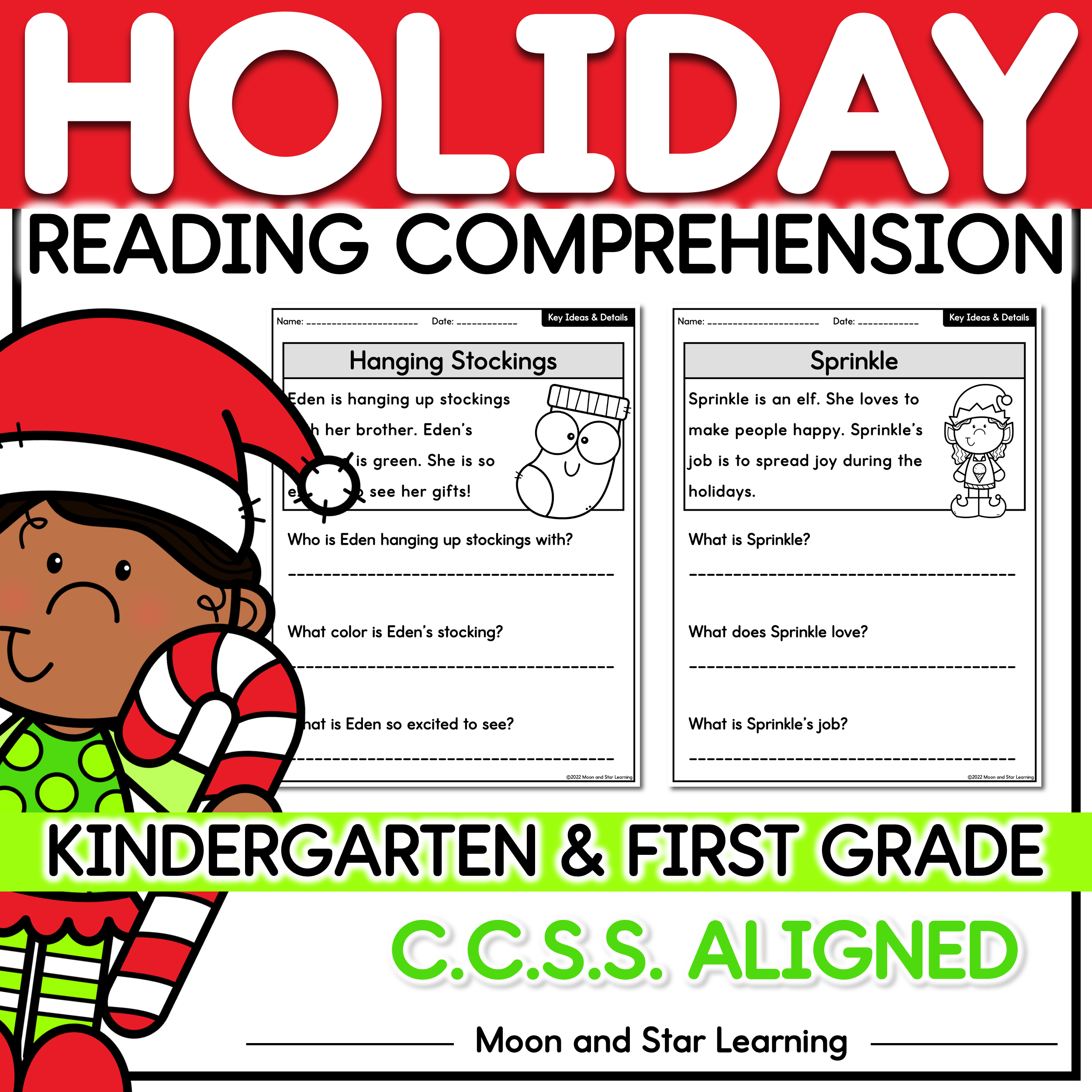 Holiday/Christmas Themed Reading Comprehension | Kindergarten with regard to 1St Grade Christmas Reading Comprehension Worksheets