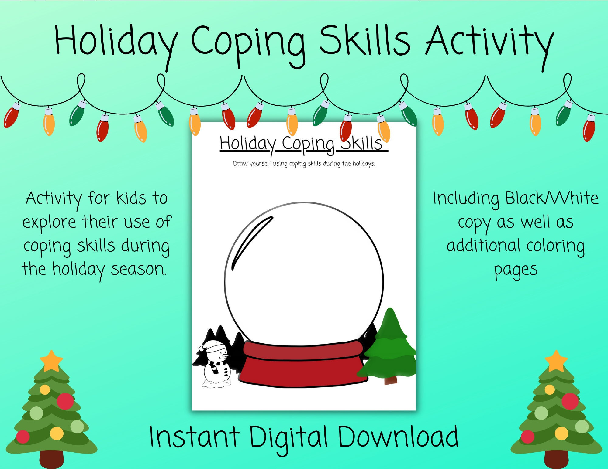 Holiday Coping Skills | Coping Skills Worksheet | Coloring Pages regarding Coping Skills Christmas Counseling Worksheets Free
