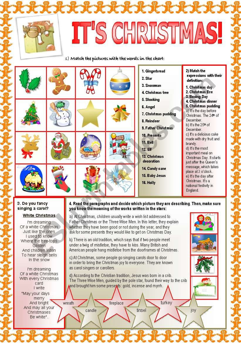 Itã‚´s Christmas! - Esl Worksheetnuria08 inside What Does Christmas Mean To You Worksheets
