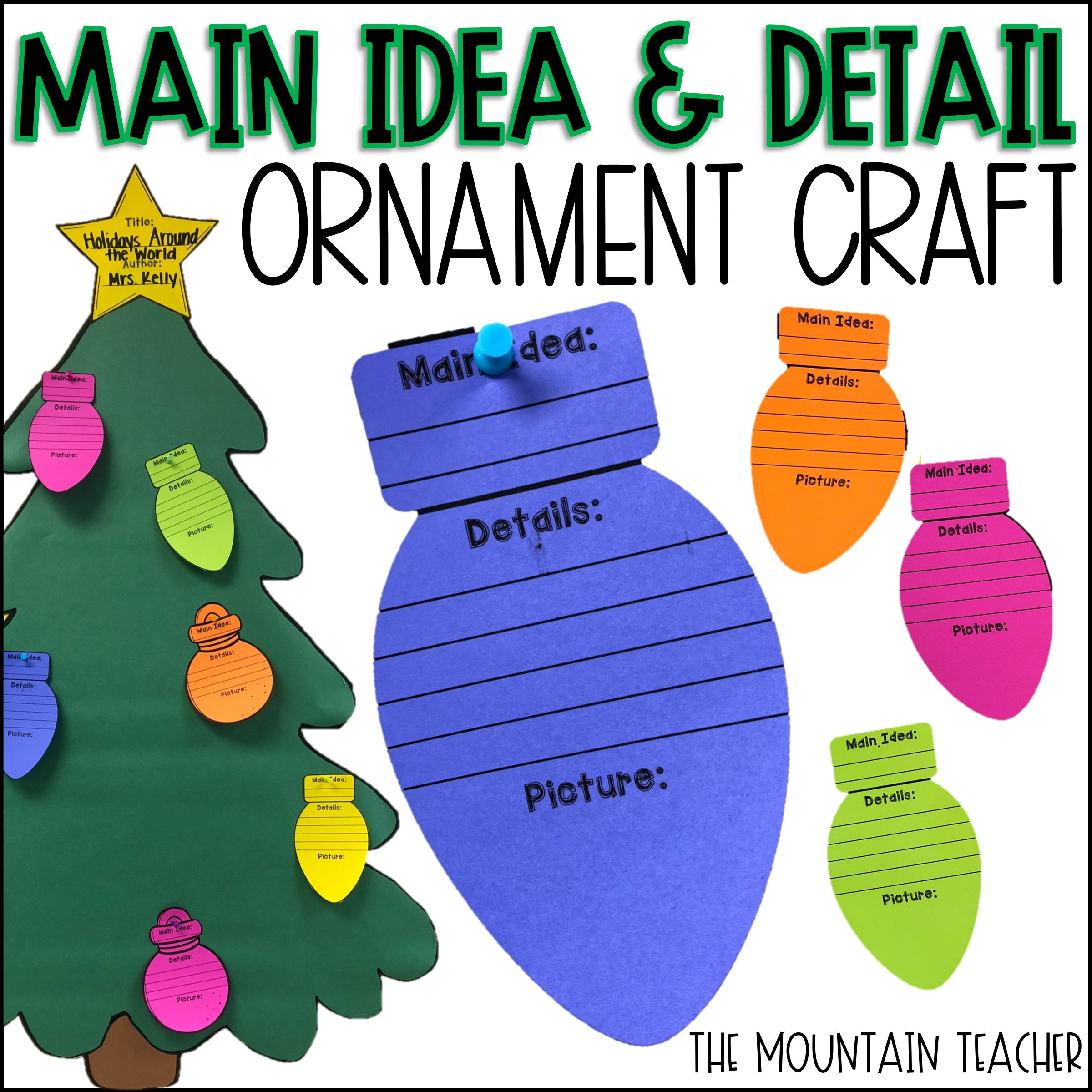 Main Idea And Key Details Graphic Organizers | Christmas with Main Idea Christmas Worksheets