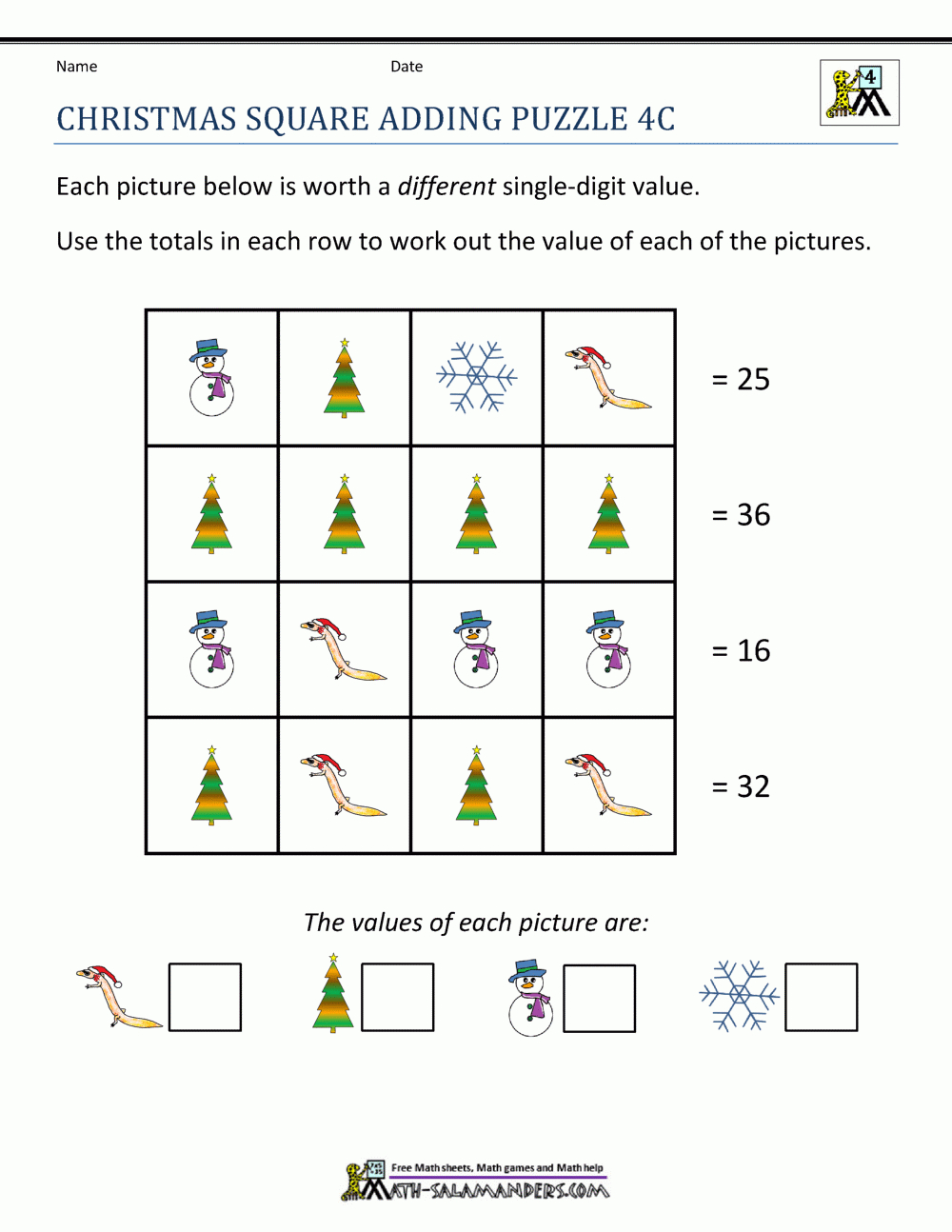 Math Christmas Activities 4Th Grade in 4th Grade Math Christmas Worksheets