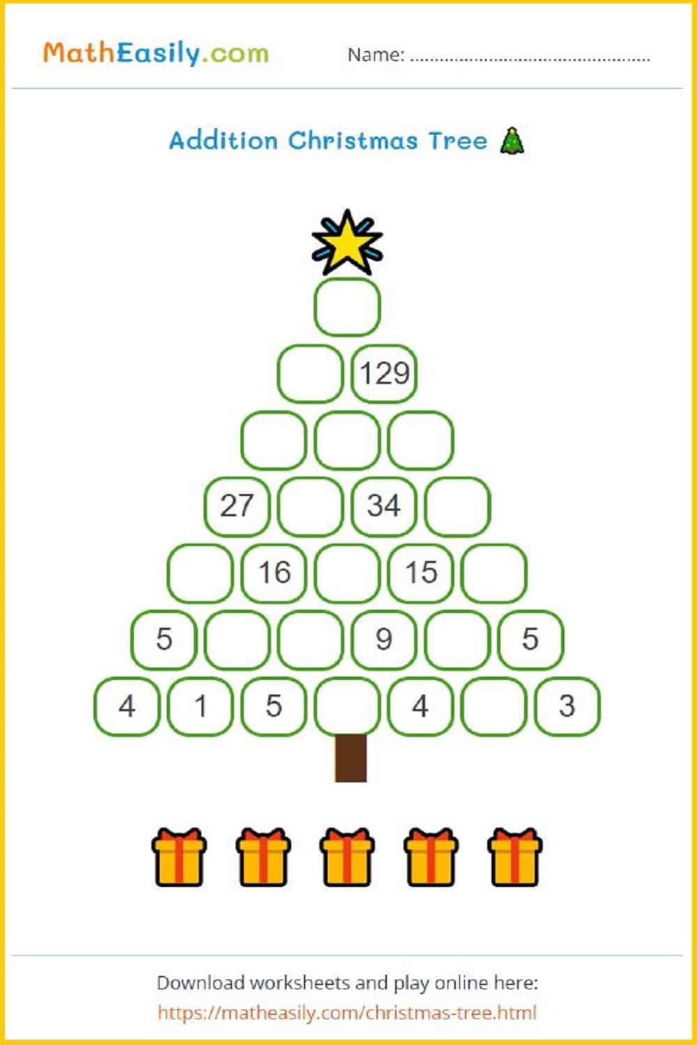 Math Christmas Tree Puzzle Online + Worksheets 🎄 throughout Christmas Math Puzzle Worksheets