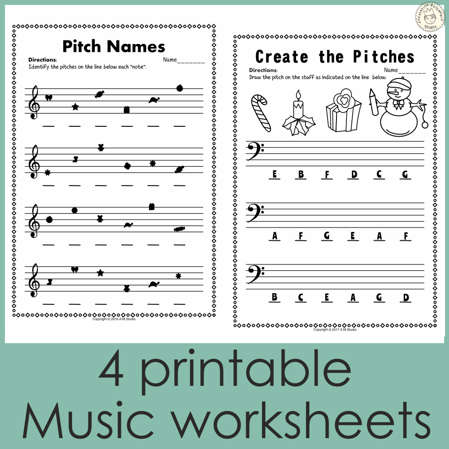 Music Worksheets For Christmas {Weekly Freebies} in Free Christmas Music Worksheets