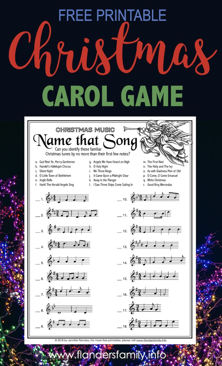 Name That Song" Christmas Game intended for Name That Christmas Tune Worksheets Answers
