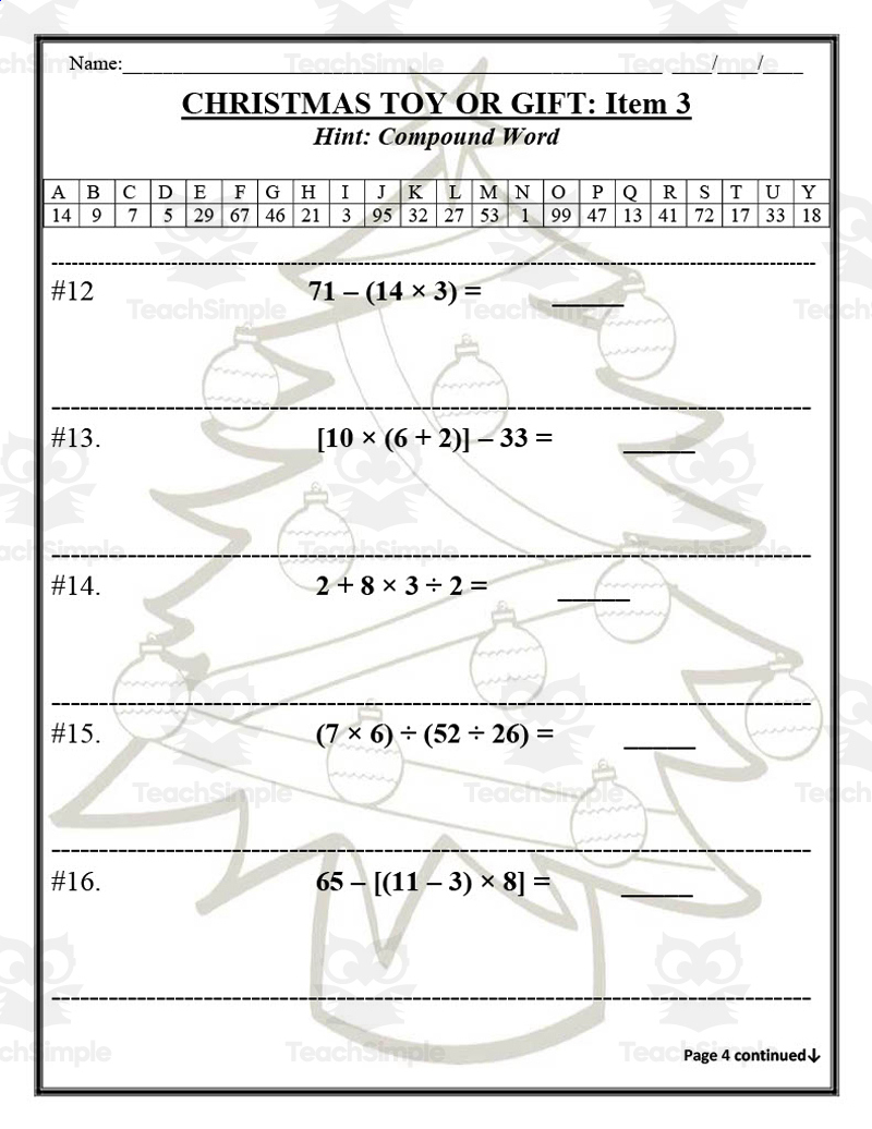 Order Of Operations Christmas Math Packet with regard to Order Of Operations Christmas Worksheets
