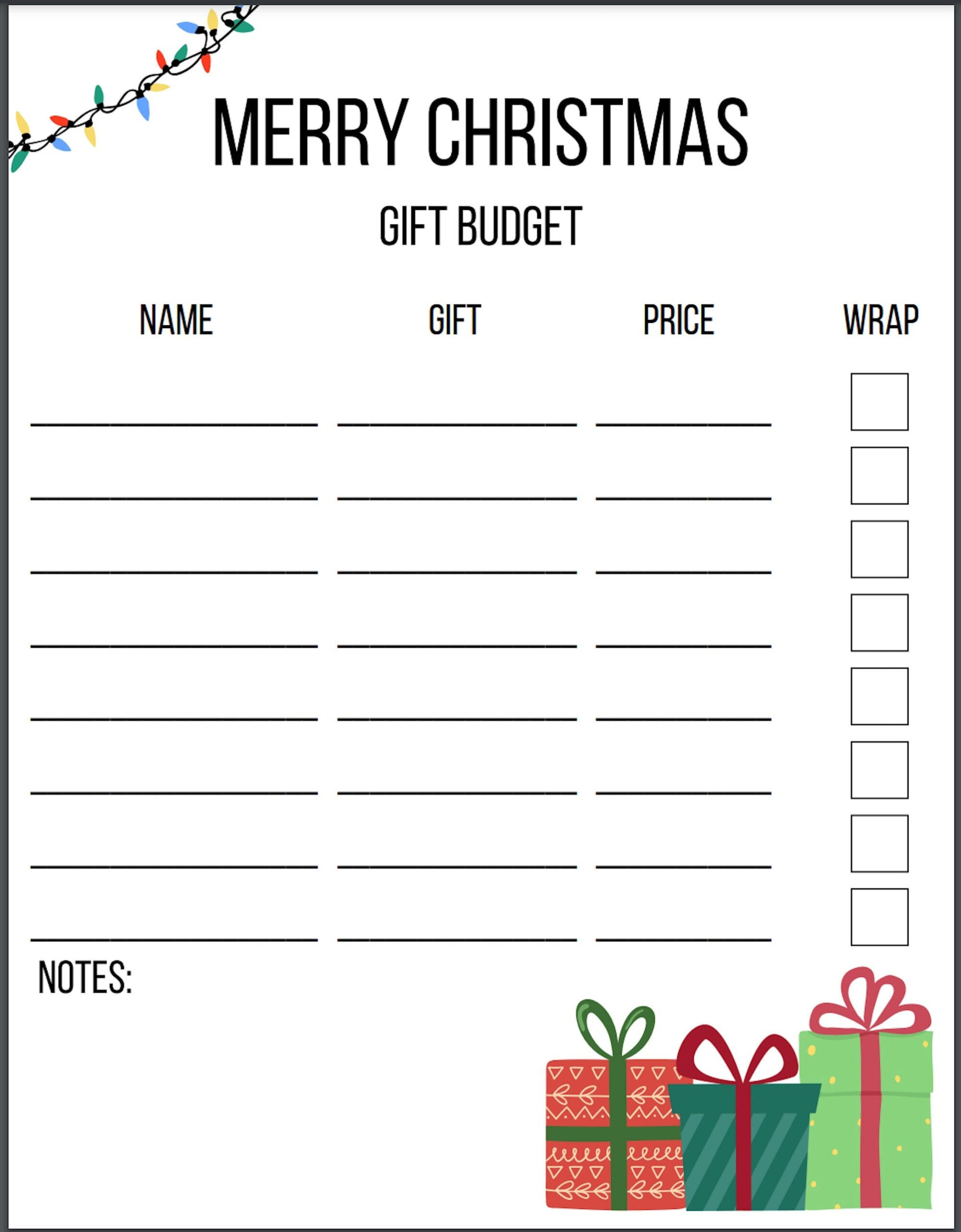 Printable Christmas Budget | Download | Gift Planner | Pdf File in Christmas Gift Budget Worksheets