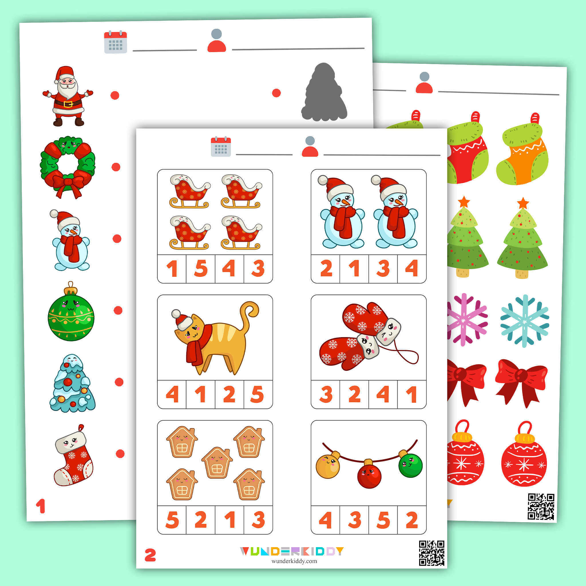 Printable Christmas Counting To 10 Clip Cards For Preschooltrs intended for Christmas Worksheets For 2 Year Olds