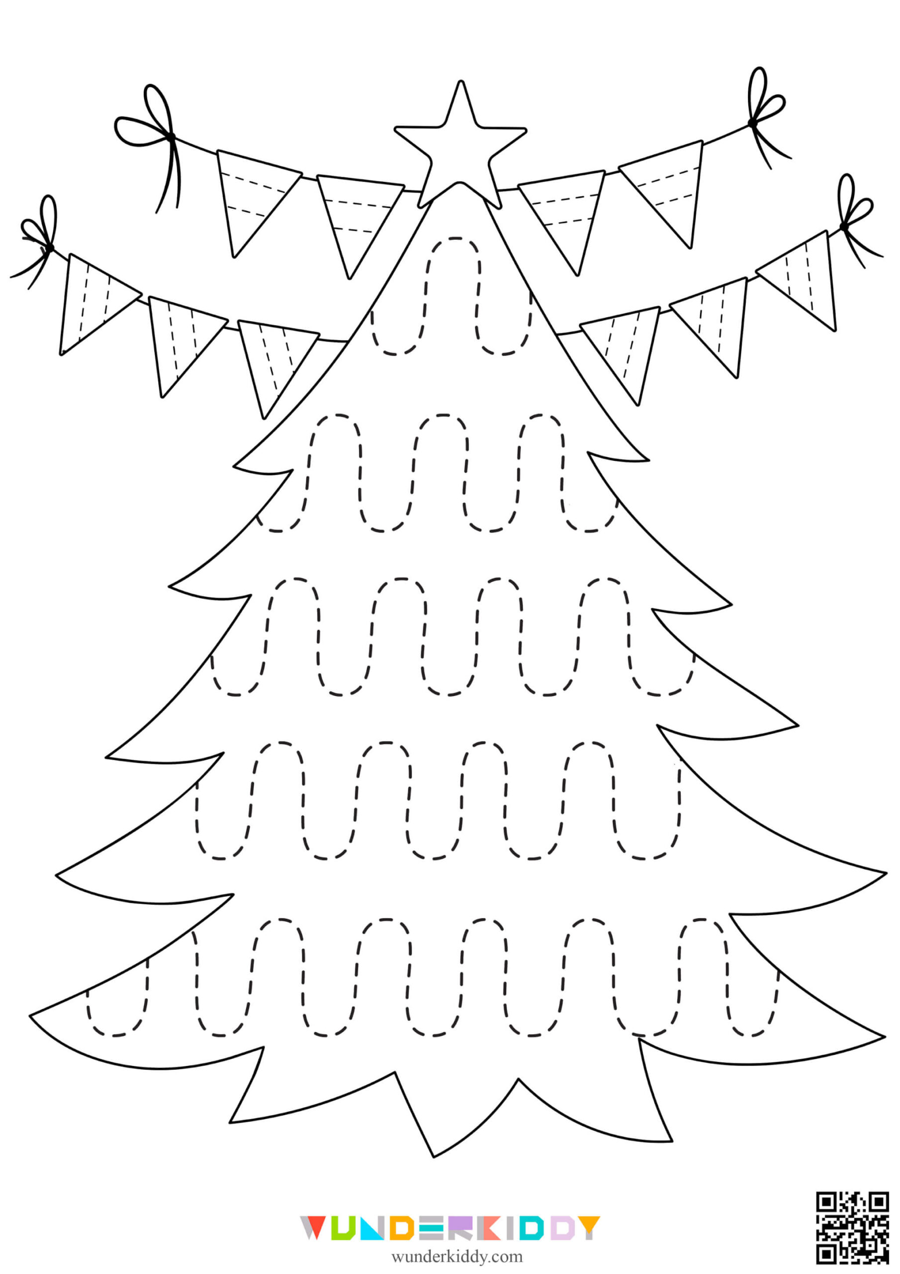 Printable Christmas Tree Pre-Writing Worksheets For Kindergarten in Christmas Tree Worksheets For Kids