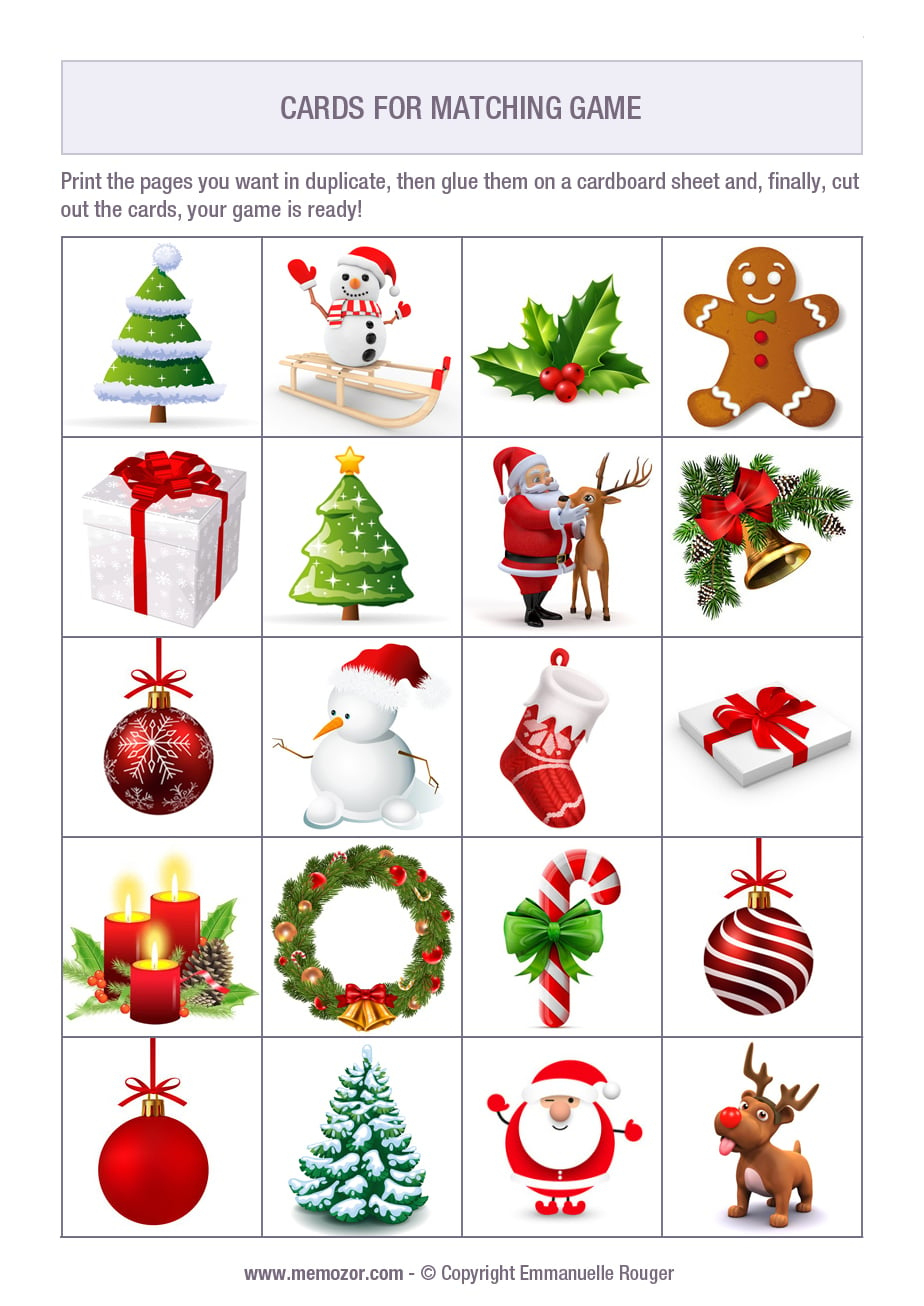 Printable Matching Game - Christmas - Print And Cut Out The Cards pertaining to A Christmas Memory Worksheets
