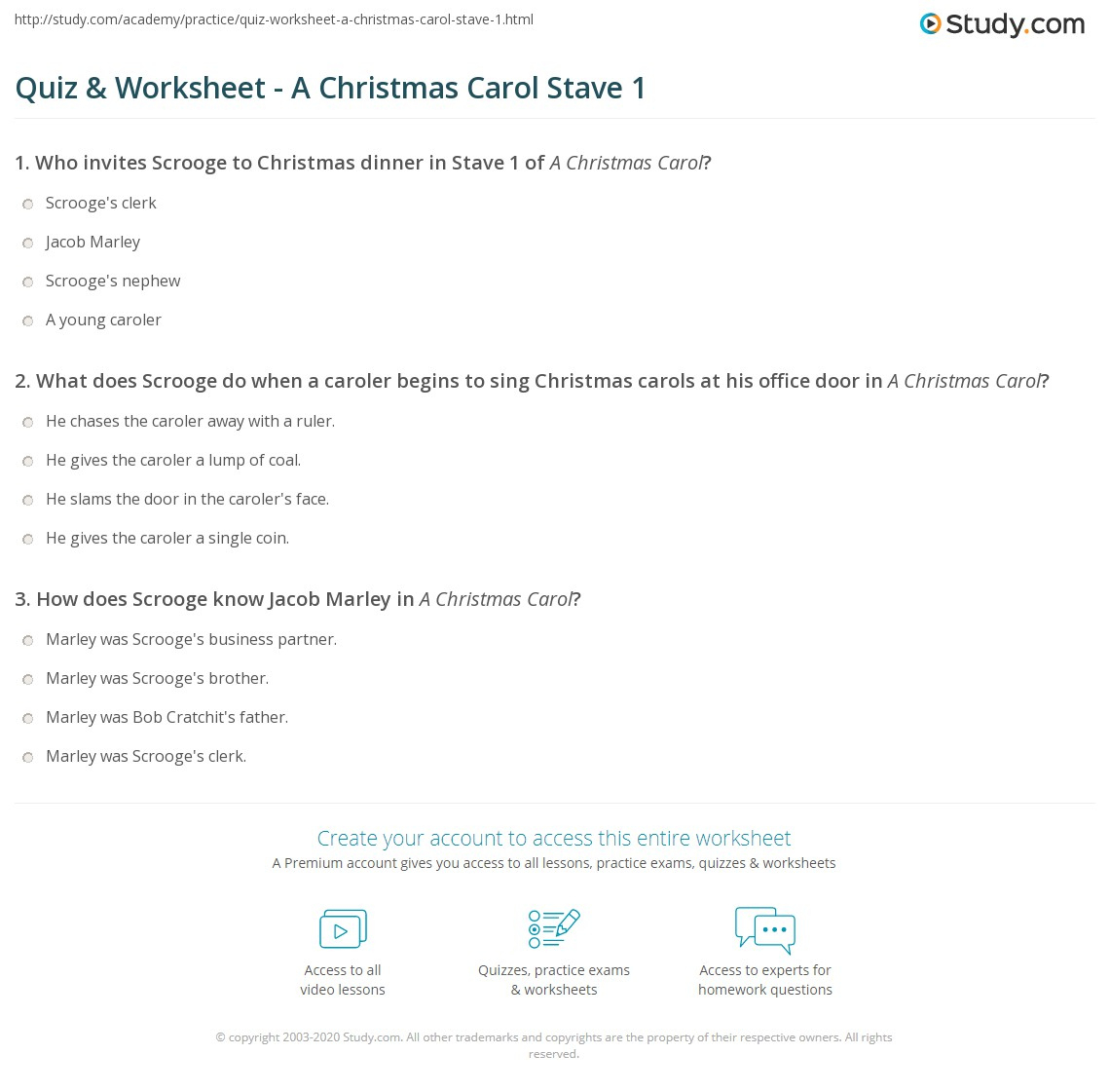Quiz &amp;amp; Worksheet - A Christmas Carol Stave 1 | Study for A Christmas Carol Vocabulary Stave 1 Worksheets