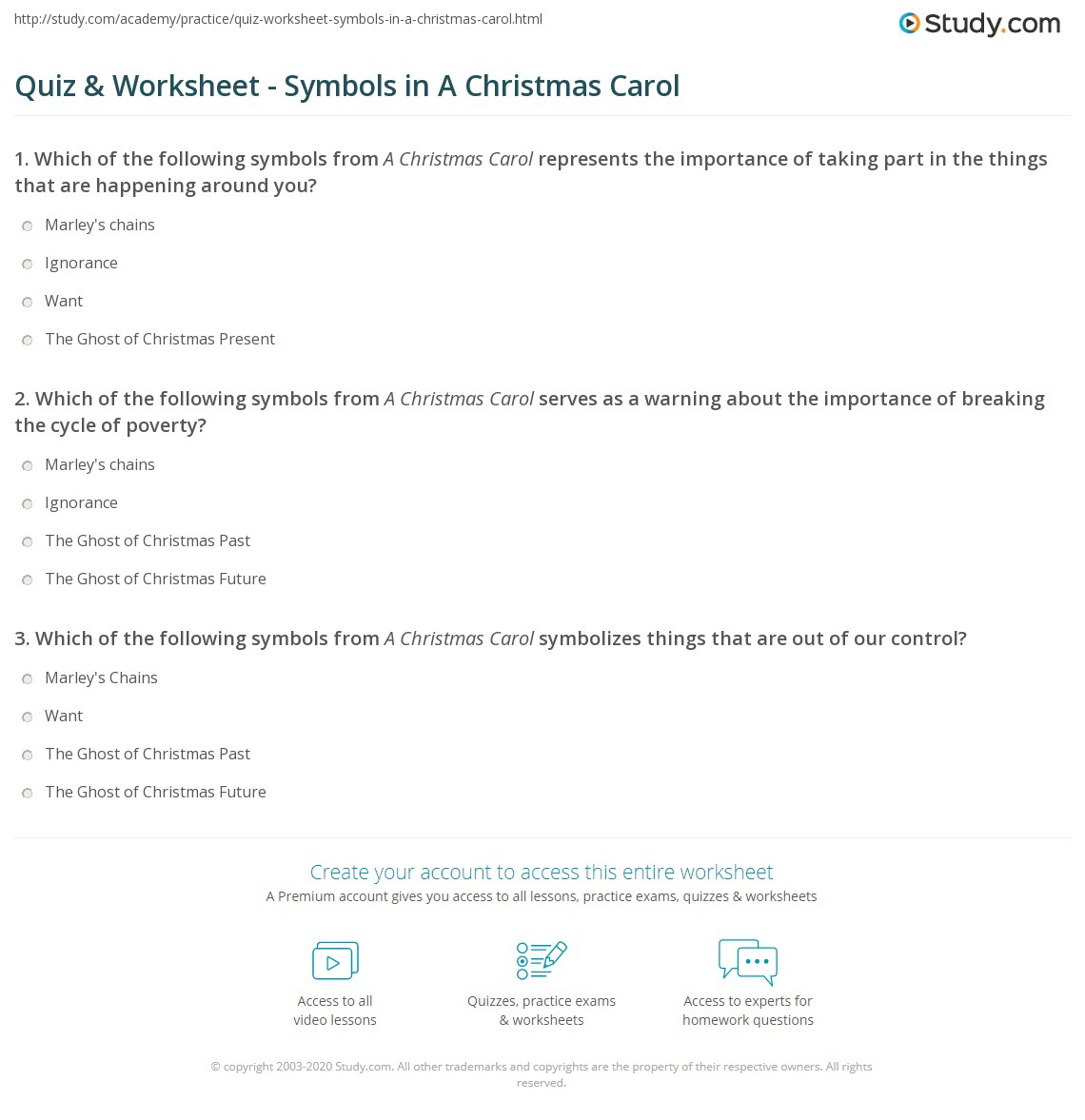 Quiz & Worksheet - Symbols In A Christmas Carol | Study intended for A Christmas Carol Symbols Worksheets Answers