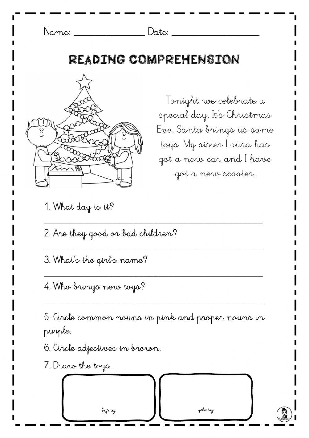 Reading Comprehension Christmas Worksheet - Worksheets Library inside Free Christmas Comprehension Worksheets Printable