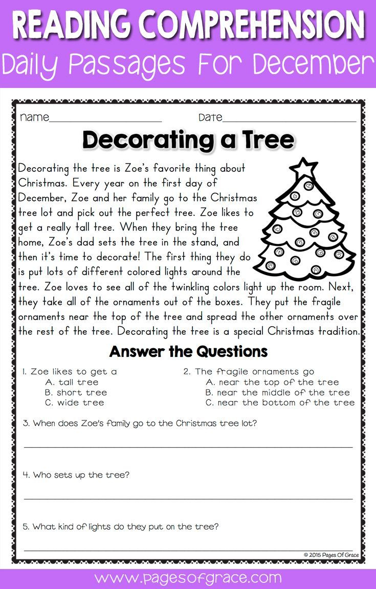 Reading Comprehension Passages And Questions For December with regard to Free Christmas Reading Comprehension Worksheets For 2nd Grade