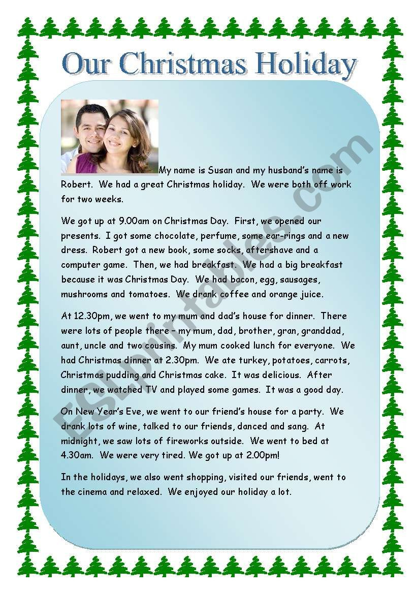 Reading - My Christmas Holiday - Esl Worksheetkaz76 throughout My Christmas Holiday Worksheets