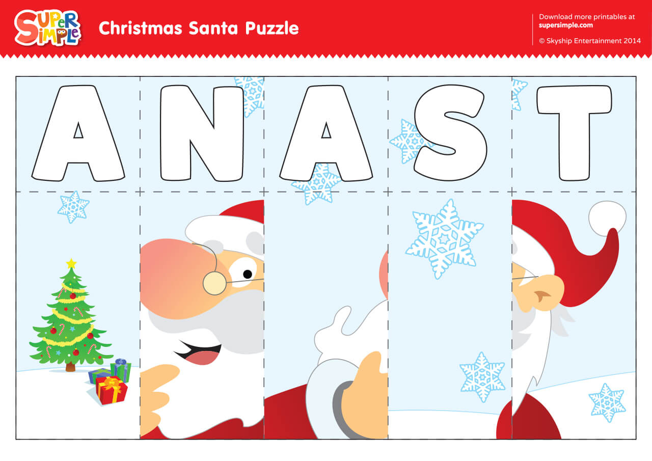 S-A-N-T-A Puzzle - Super Simple throughout Christmas Music Puzzles Worksheets