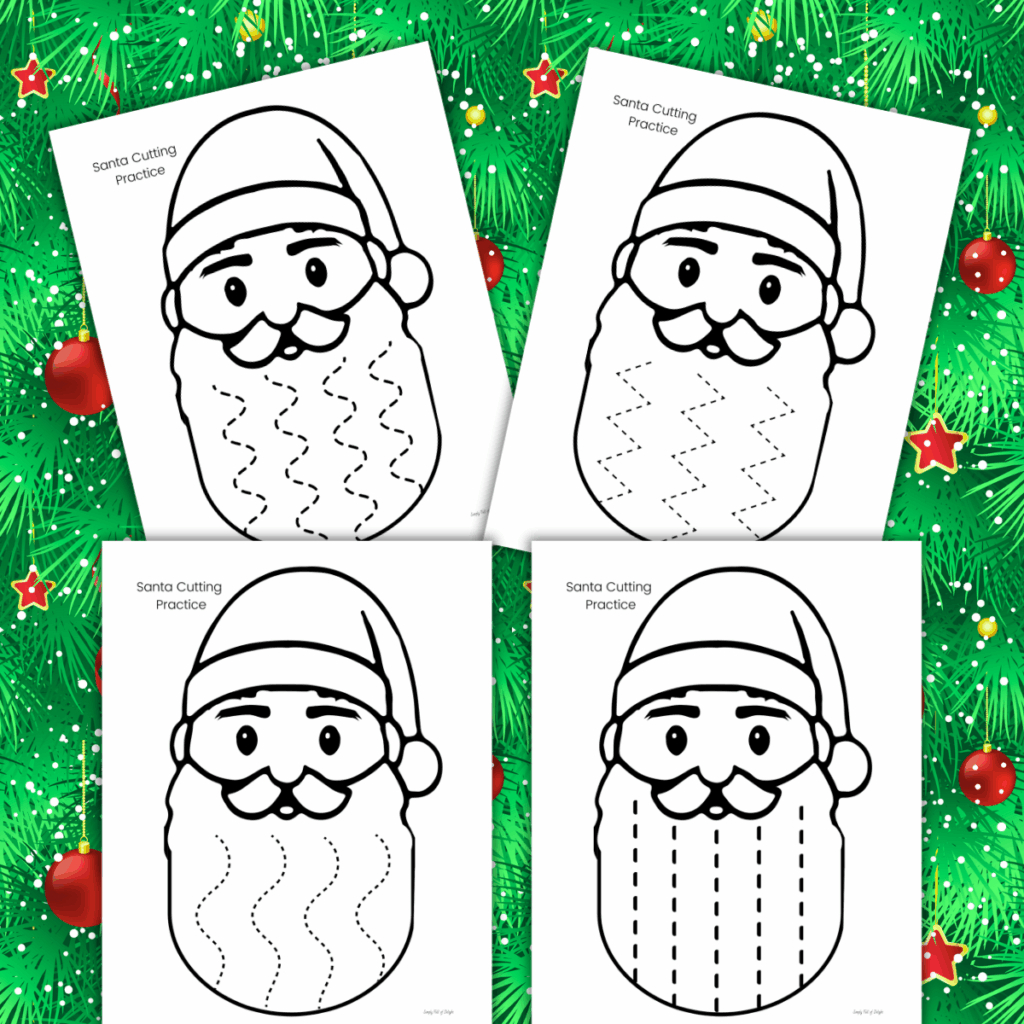 Santa Beard Cutting Skills Worksheets For Christmas - Simply Full within Free Christmas Cutting Worksheets