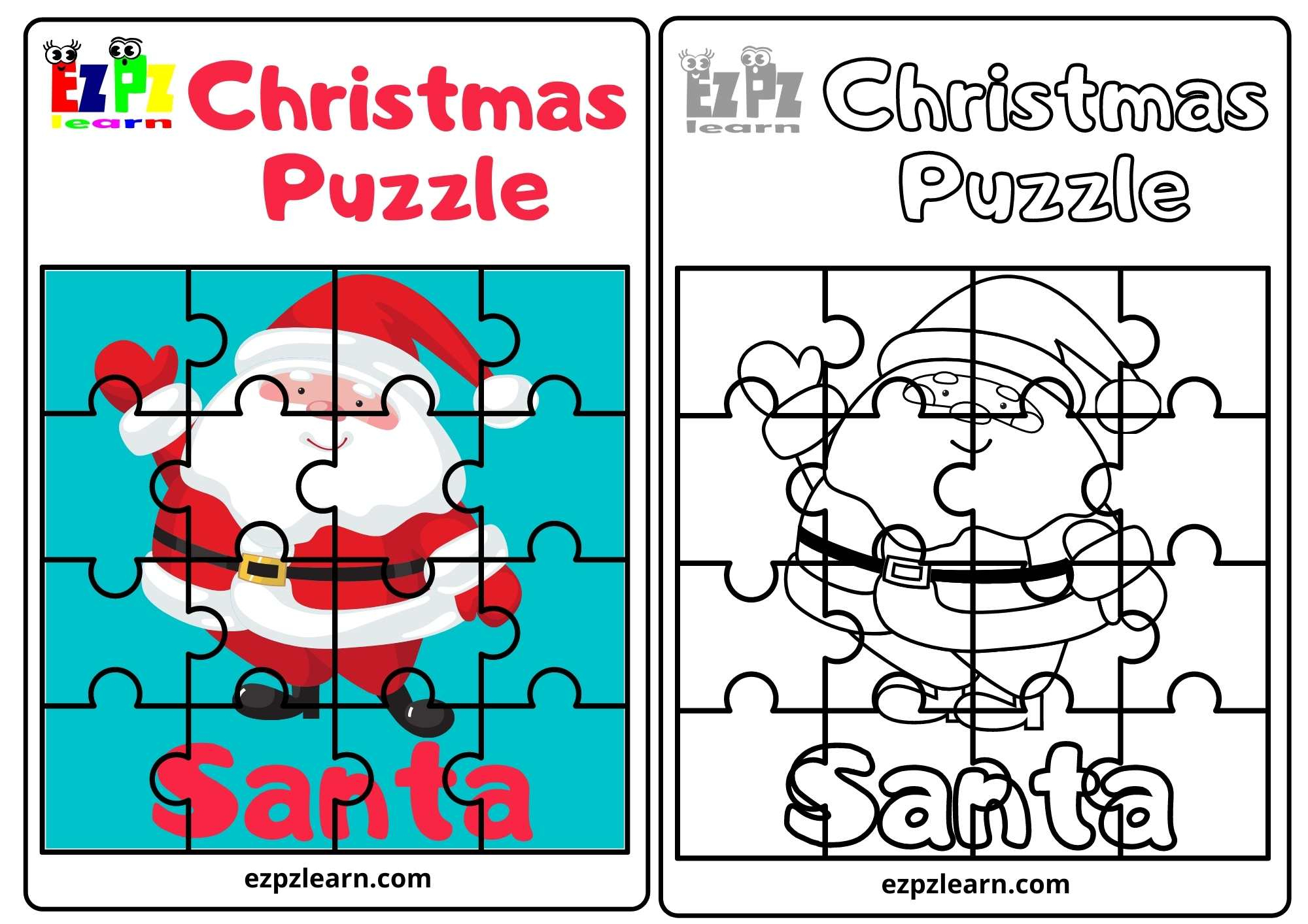 Santa Christmas Puzzle Hard - Ezpzlearn intended for Christmas Puzzle Worksheets Printable