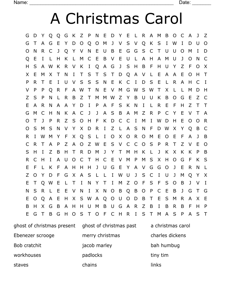 Stave One Word Search - Wordmint in A Christmas Carol Vocabulary Stave 1 Worksheets