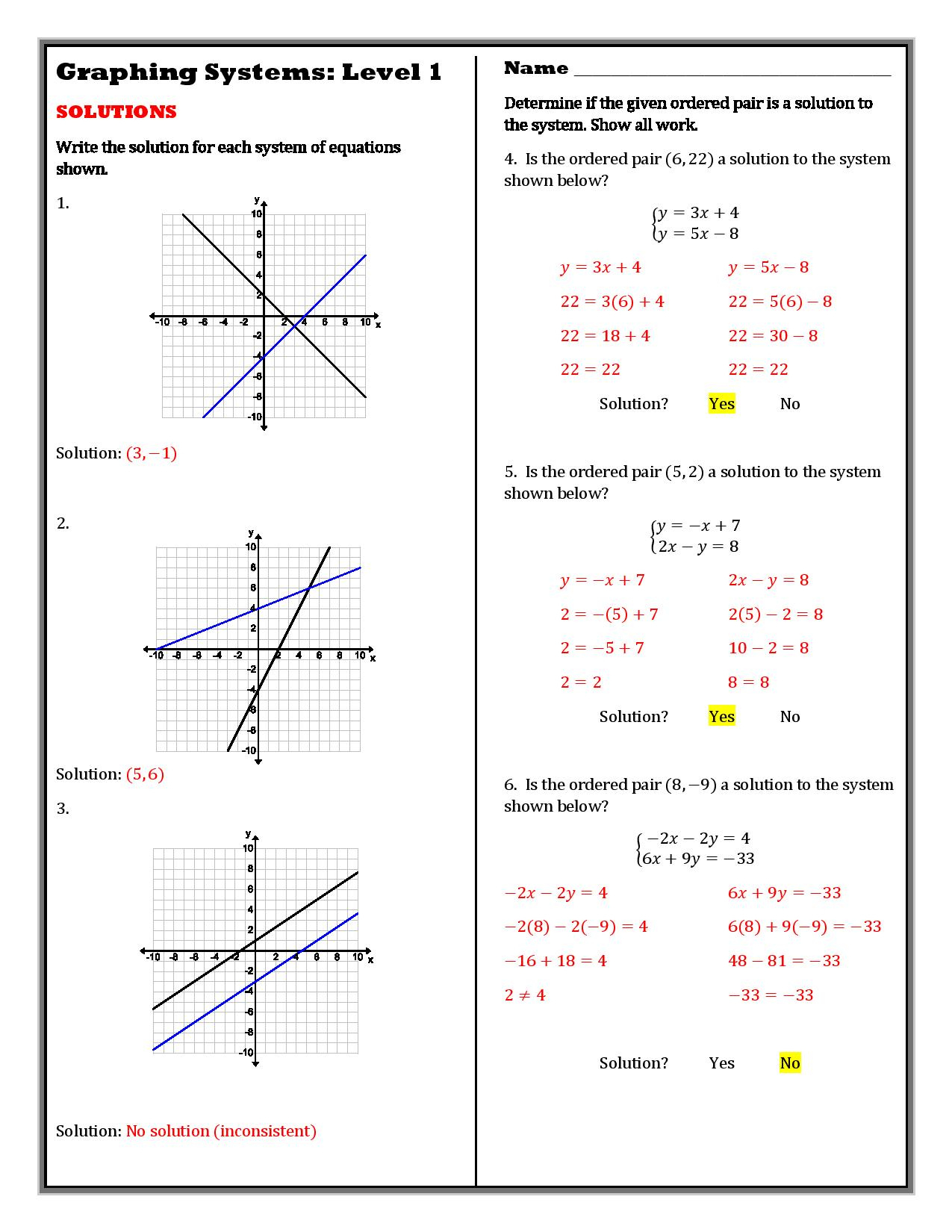 Systems Of Equations Graphing Worksheet: Practice Graphing Linear pertaining to Solving Linear Systems By Graphing Christmas Worksheets Answers